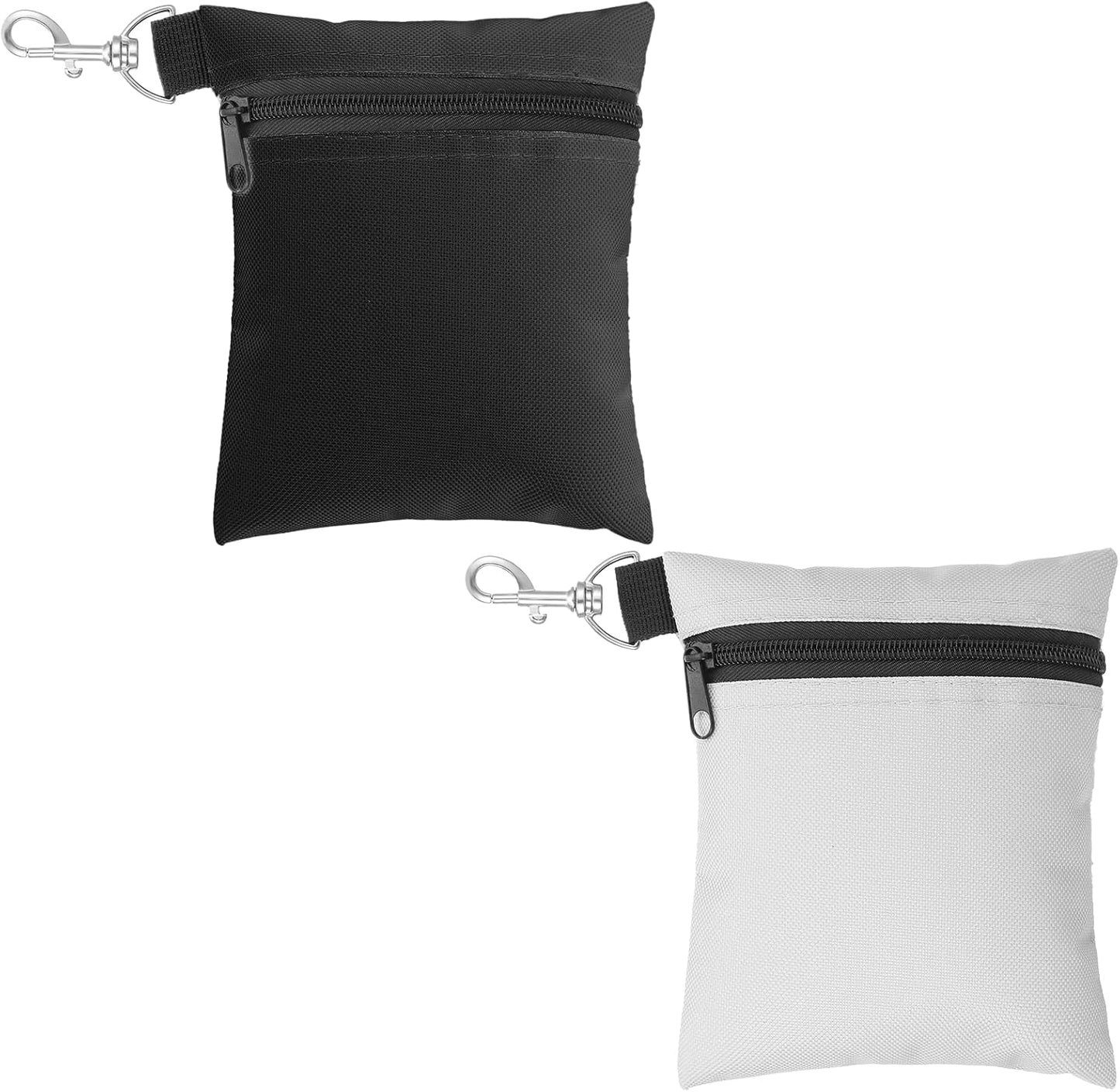 DIVINA VITAE 2 Pcs Golf Tee Bag Pouch 5.5 X 6.7 Inch Zipper Golf Tee Pouch with Metal Lobster Claw Clip Valuables Gift Accessory Storage Bag for Men Women