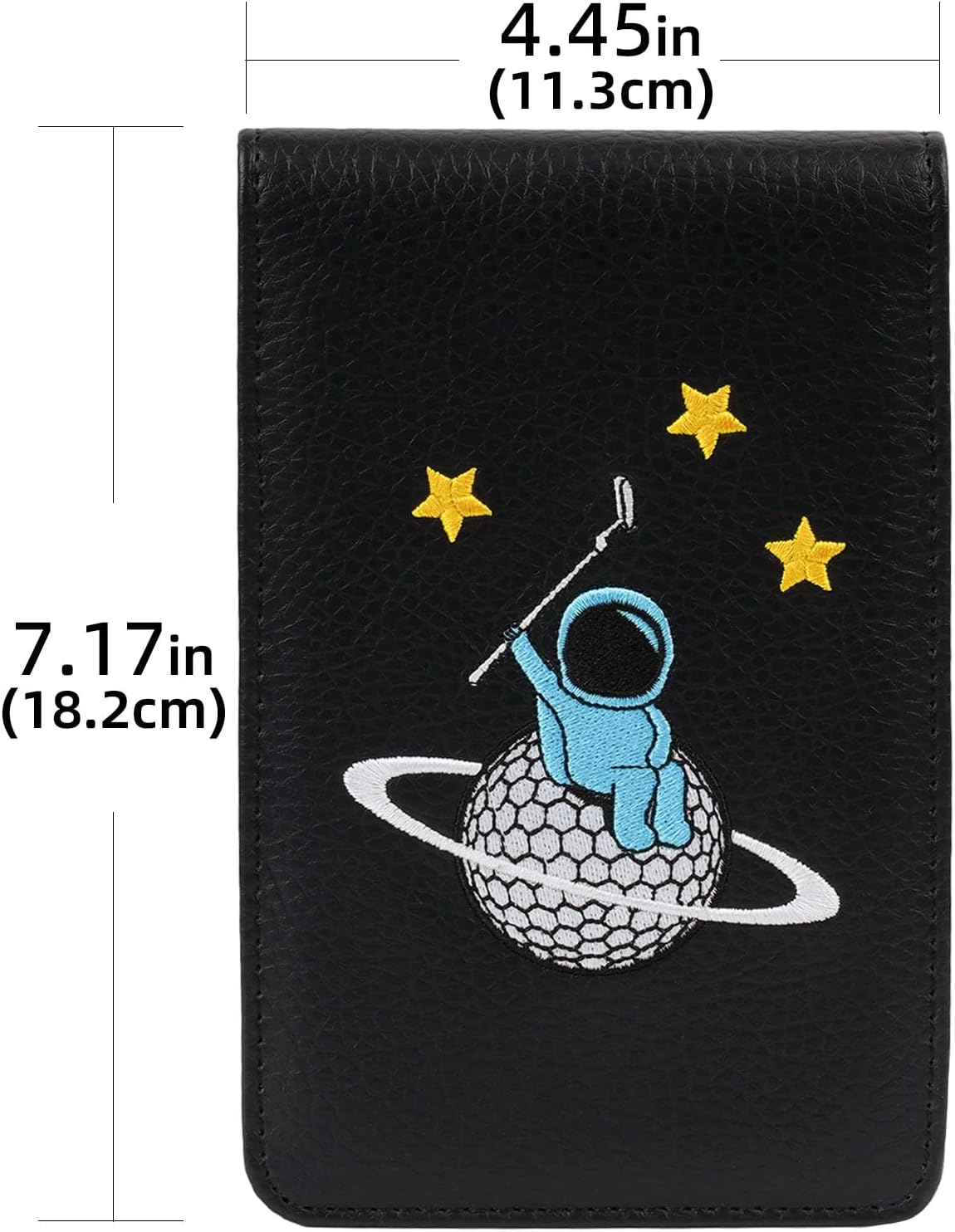 2thpart Astronaut Embroidery Golf Scorecard Holder & Yardage Book Cover, Pencil Included, Black, 7.1" x 4.4"