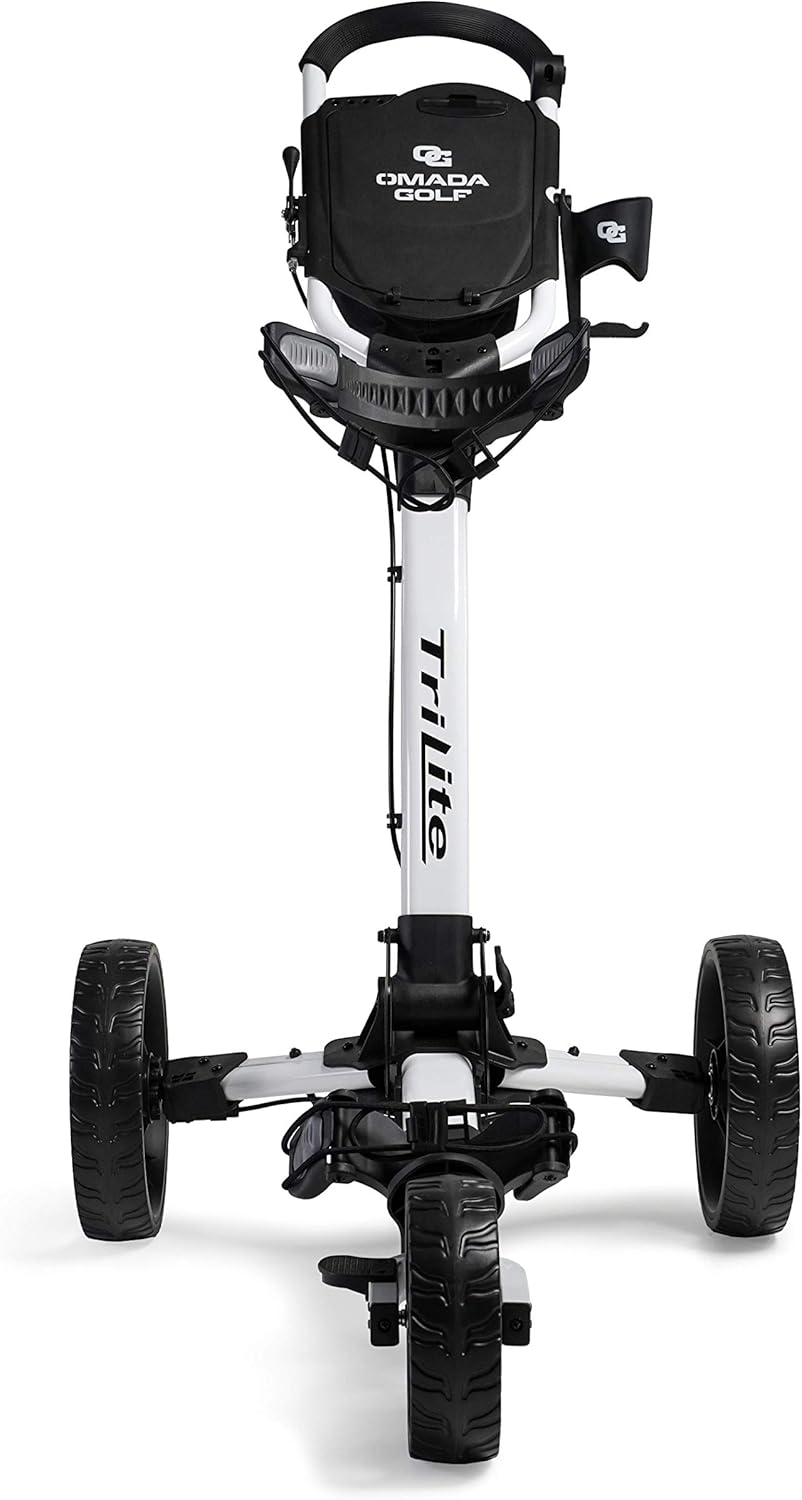 OMADA GOLF Trilite Golf Push Cart | Lightweight and Folding Golf Cart | Adjustable Golf Bag Stand