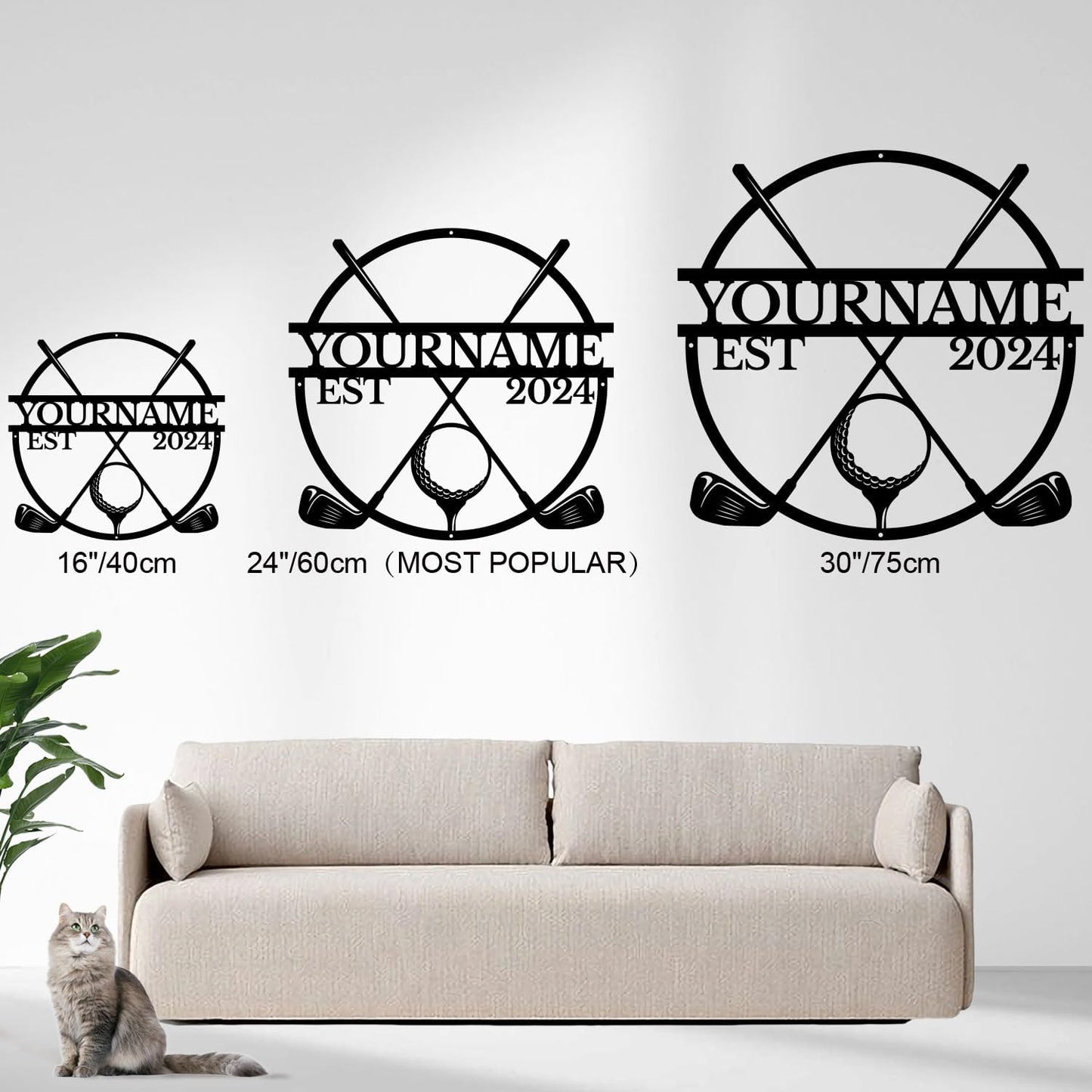 Golf Art Metal Signs,Custom Golf Metal Name Signs,Personalized Golf Signs,Black Golf Metal Wall Art Signs,Golfball Home Outdoor Metal Signs (Style G)