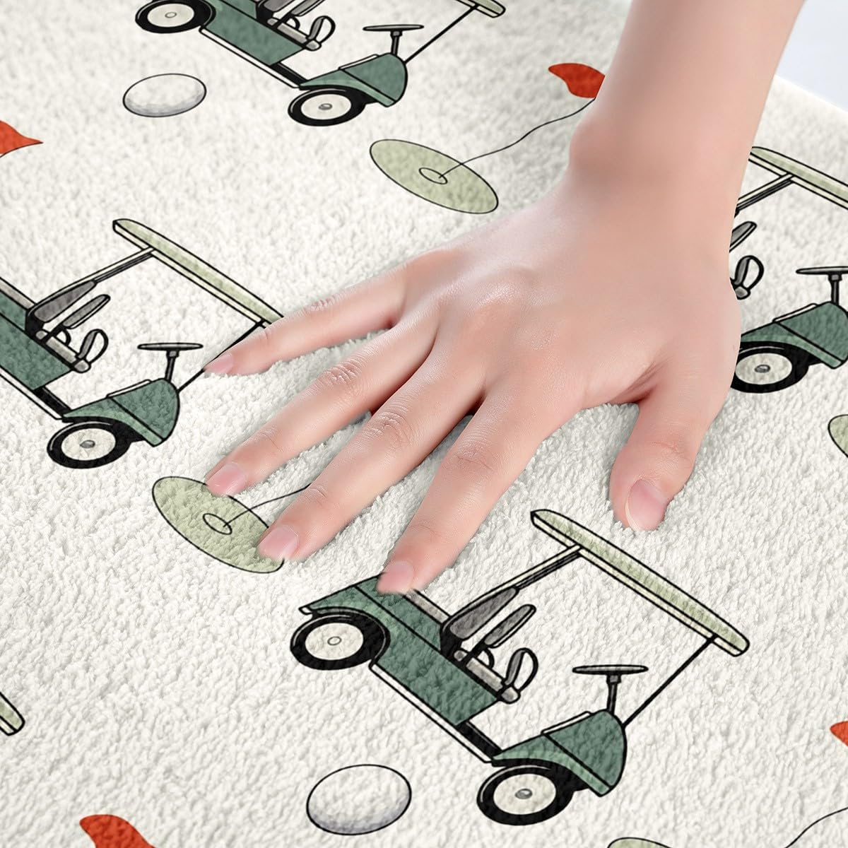 Feelyou Golf Polyester Bath Rug Ball Games Themed Soft Fleece Door Carpet for Kids Boys Girls Golf Club Non Slip Bath Mat Green Course Bathroom Floor Indoor Doormat,20x32 Inch