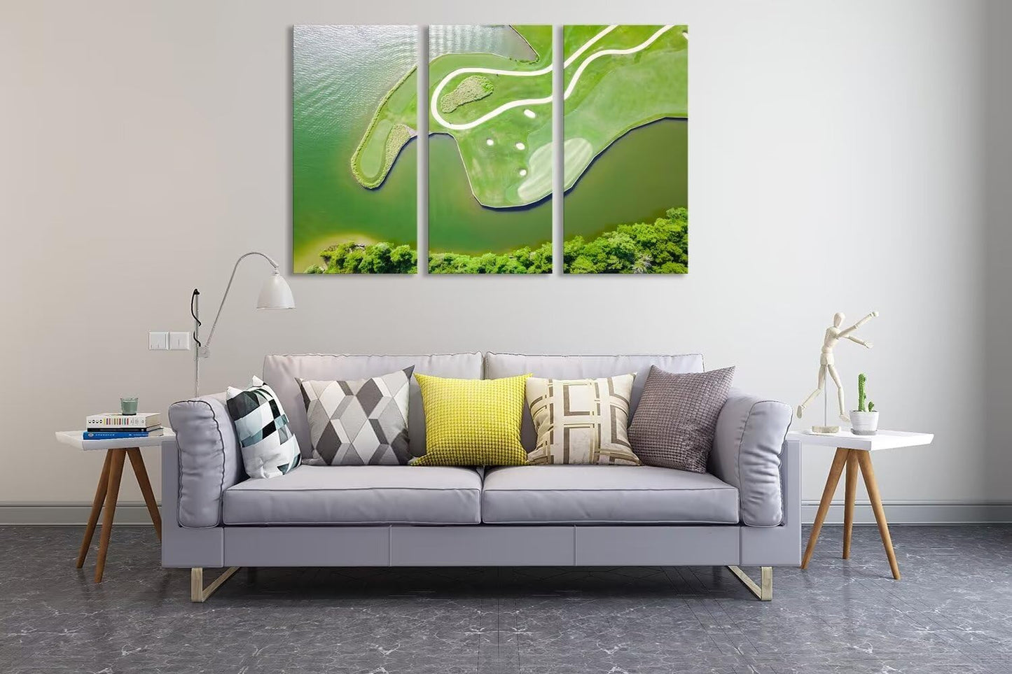 Colorado River Austin Texas USA Golf Course Wall Art for Living Room Bedroom Bathroom Home Decorations Golf Club Pictures Posters Framed Artwork Canvas Prints Ready to Hang(12''W x 24''H x3)