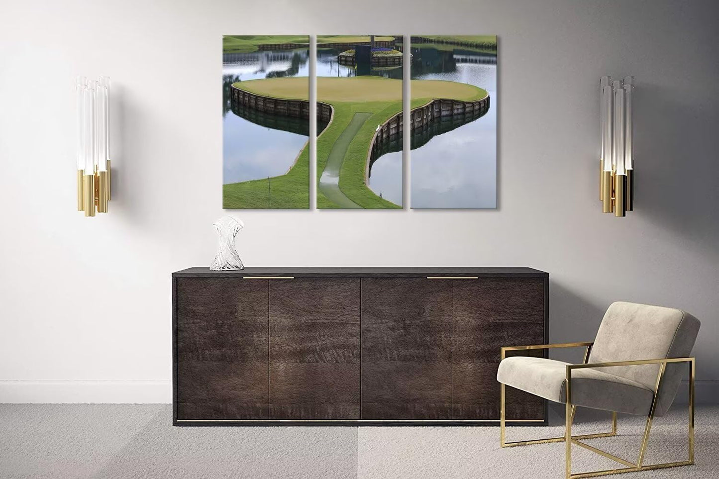 TPC Sawgrass Golf Course Wall Art for Living Room Bedroom Bathroom Home Decorations Golf Art Golf Course Pictures Posters Framed Artwork Canvas Prints Ready to Hang(12''W x 24''H x3)