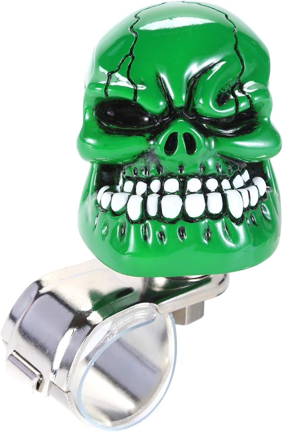 Skull Steering Wheel Spinner Knob Turning Driving Suicide Power Handle Universal Fit Most Vehicles Cars Trucks Tractors Mowers Forklifts Boat Golf Carts (Green)