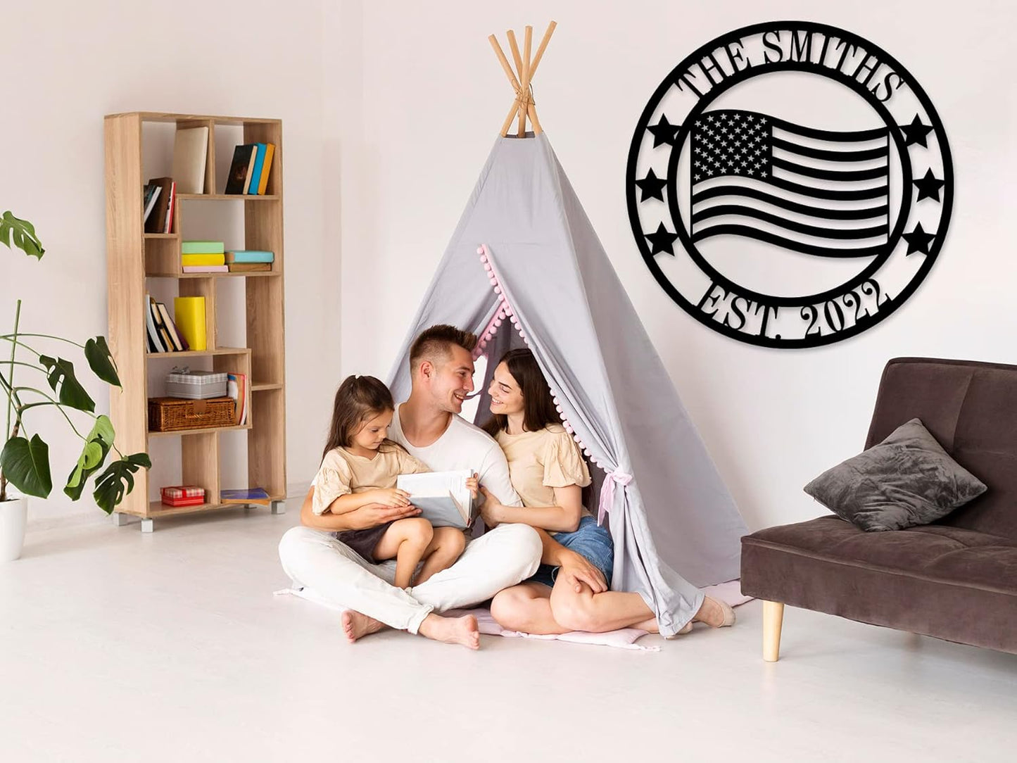 Custom Patriotic Metal Wall Sign Personalized Family Name Last Name Metal Sign American Flag Decor God Bless Personalized Signs Patriotic Home Gift