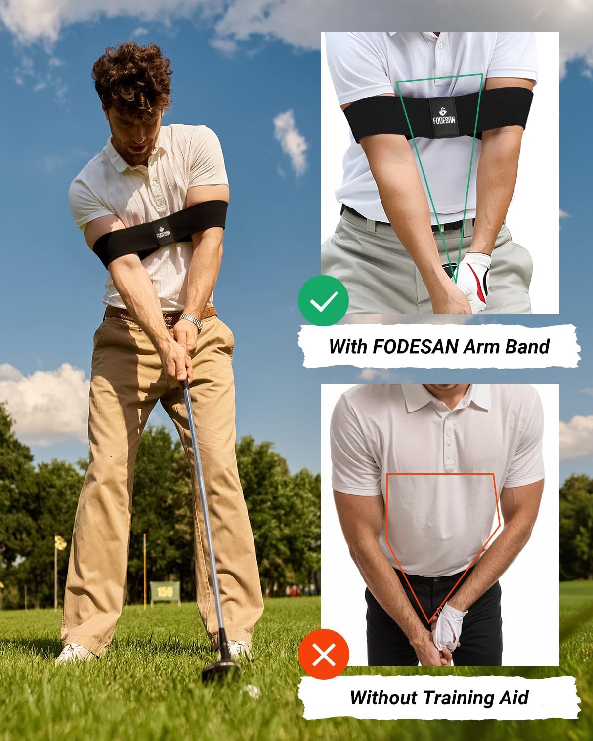 Golf Swing Training Aid – Swing Correcting Arm Band – Swing Trainer for Muscle Memory & Connection – Golf Trainer for Right & Left-Handed Players