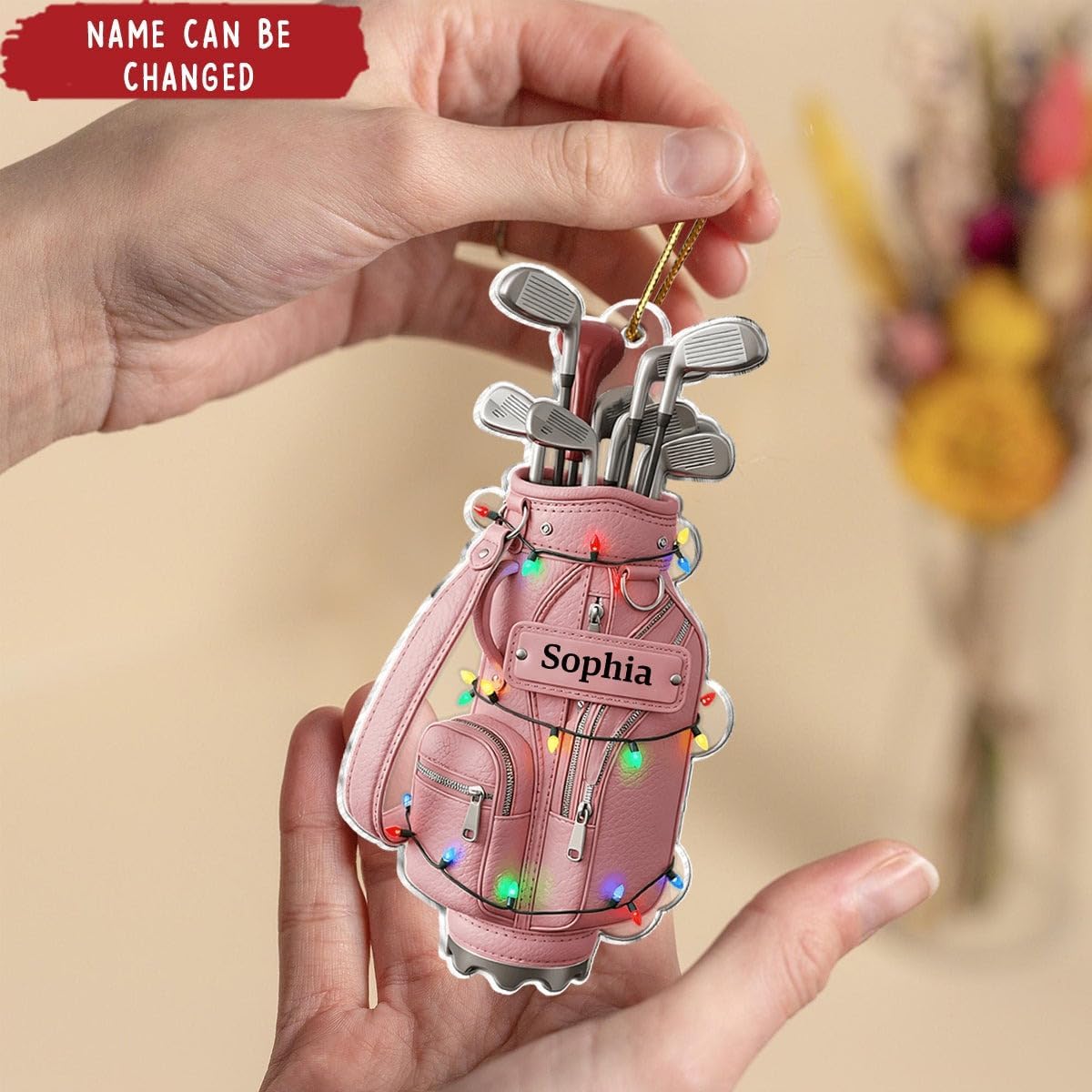 NAZENTI Personalized Golf Bag Lights Christmas Ornament 2025, Custom Name Golf Bag, Customization Golf Bag and Irons Decoration for Xmas Tree, Golfing Keepsake Gift for Golfer & Golf Player Lover