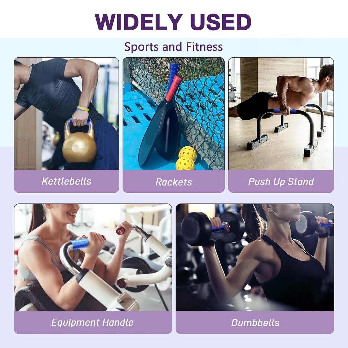 2 Rolls 1IN X 10FT Grip Tape,Self Fusing Silicone Grip Wrap for Handles,No Adhesive,Blue