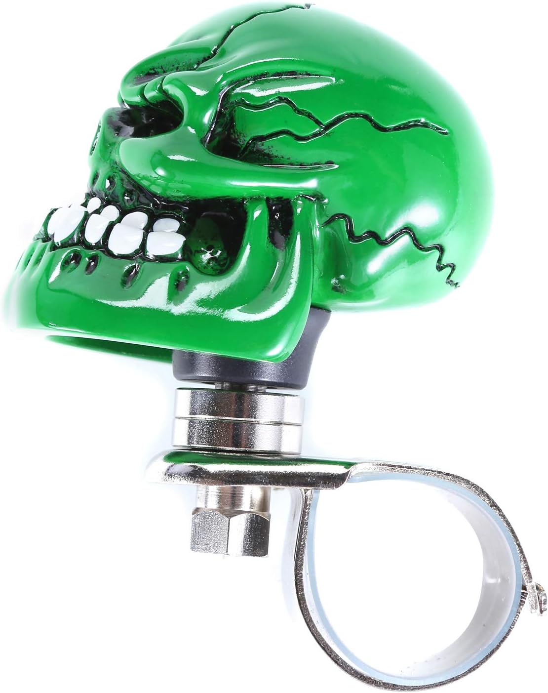 Skull Steering Wheel Spinner Knob Turning Driving Suicide Power Handle Universal Fit Most Vehicles Cars Trucks Tractors Mowers Forklifts Boat Golf Carts (Green)