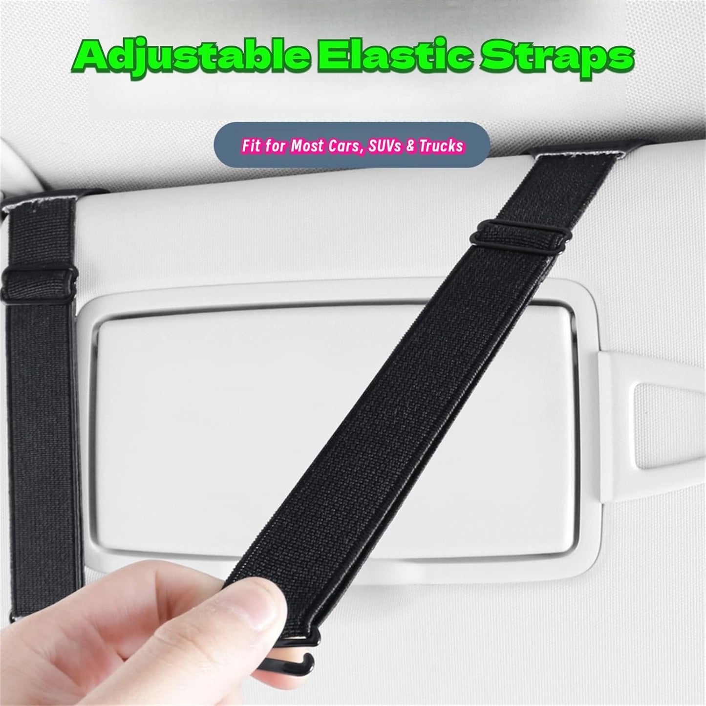 Car Visor Organizer, Multi-Pocket Sunvisor Storage with Sunglass Holder, Document Holder and Visor Card Clip, Fit for AUTO SUV & Truck, Leather Car Accessories Interior (Cream)