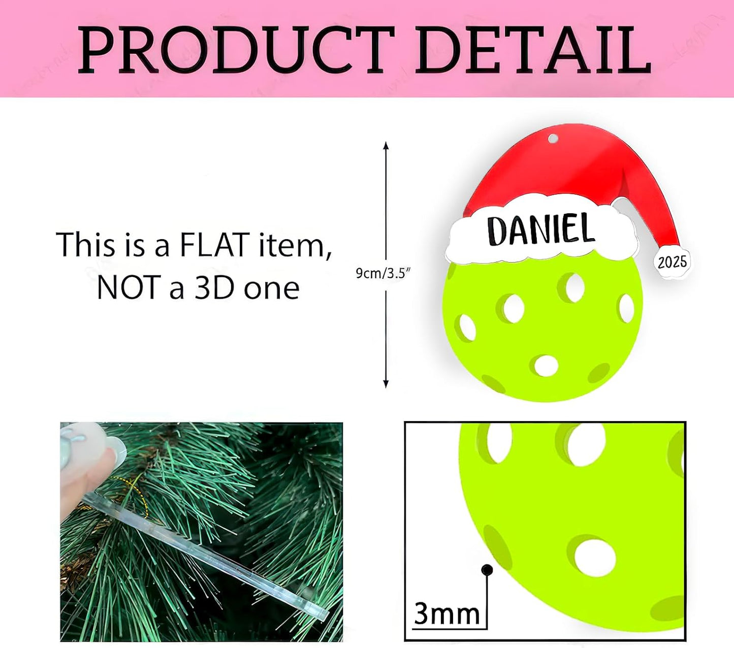 Personalized Pickleball Christmas Ornament, Pickleball Ornaments for Christmas Tree, Sport Ornaments, Custom Coach Gifts, Hanging Decor, Gifts for Sports Lovers Boys, Xmas Gift 2025