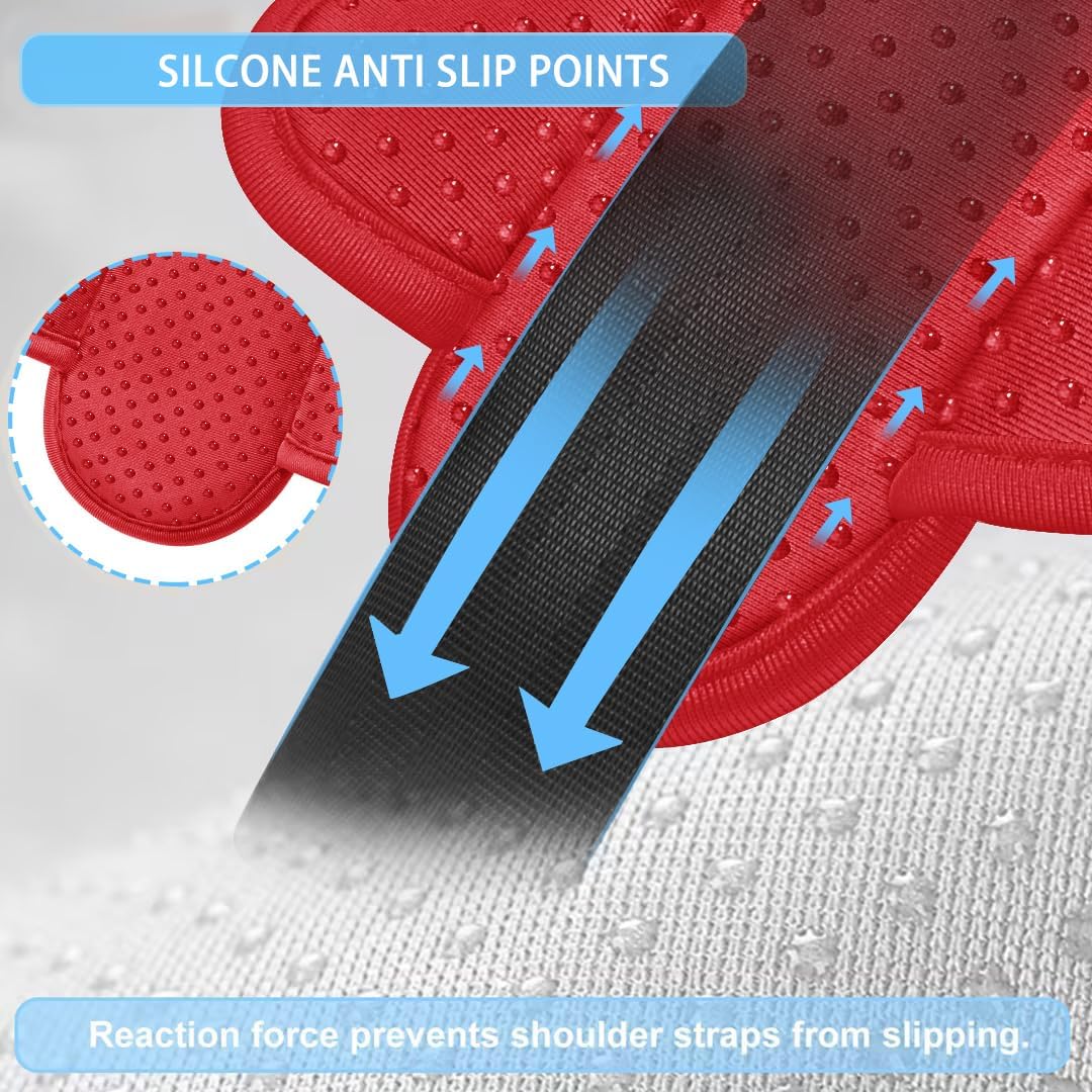 ZINZ 2-Pack Universal Shoulder Pad with Ultra Thick Cushion for Bag Luggage Bag Crossbody, Plus Long & Anti-Slip & Breathable,Red