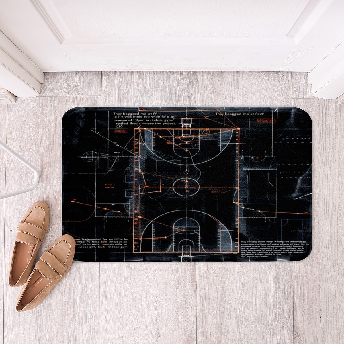 Feelyou Basketball Polyester Bath Rug Ball Sport Game Soft Fleece Door Carpet for Kids Boys Girls Basketball Court Plan Non Slip Bath Mat Sport Theme Bathroom Floor Indoor Doormat,20x32 Inch