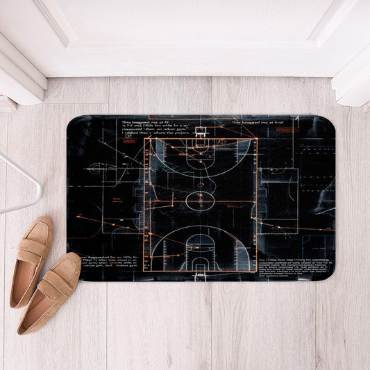 Feelyou Basketball Polyester Bath Rug Ball Sport Game Soft Fleece Door Carpet for Kids Boys Girls Basketball Court Plan Non Slip Bath Mat Sport Theme Bathroom Floor Indoor Doormat,16x24 Inch