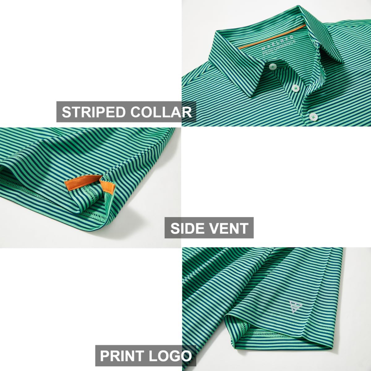 Golf Shirts for Men Dry Fit Short Sleeve Print Performance Moisture Wicking Polo Shirt