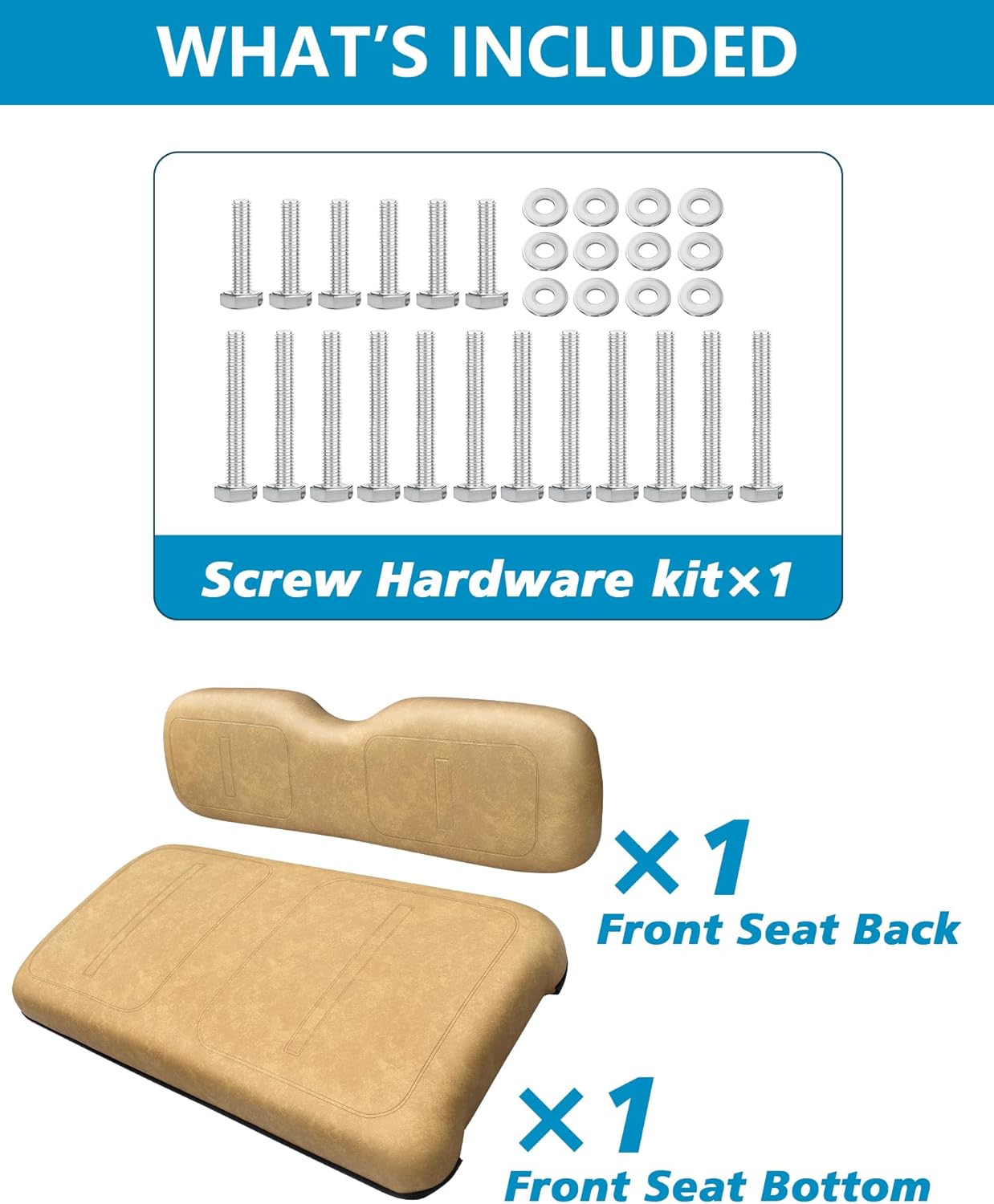 Golf Cart Front Seat Bottom and Back Rest Cushion Assembly Kit Replacement for EZGO TXT/Medalist 1994-2013
