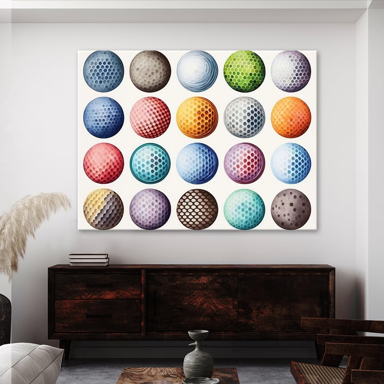Sense Canvas Golf Ball Watercolor 31 Canvas Art - Home Decor Wall Art Print Poster Painting Large 40x30 / 1.5"