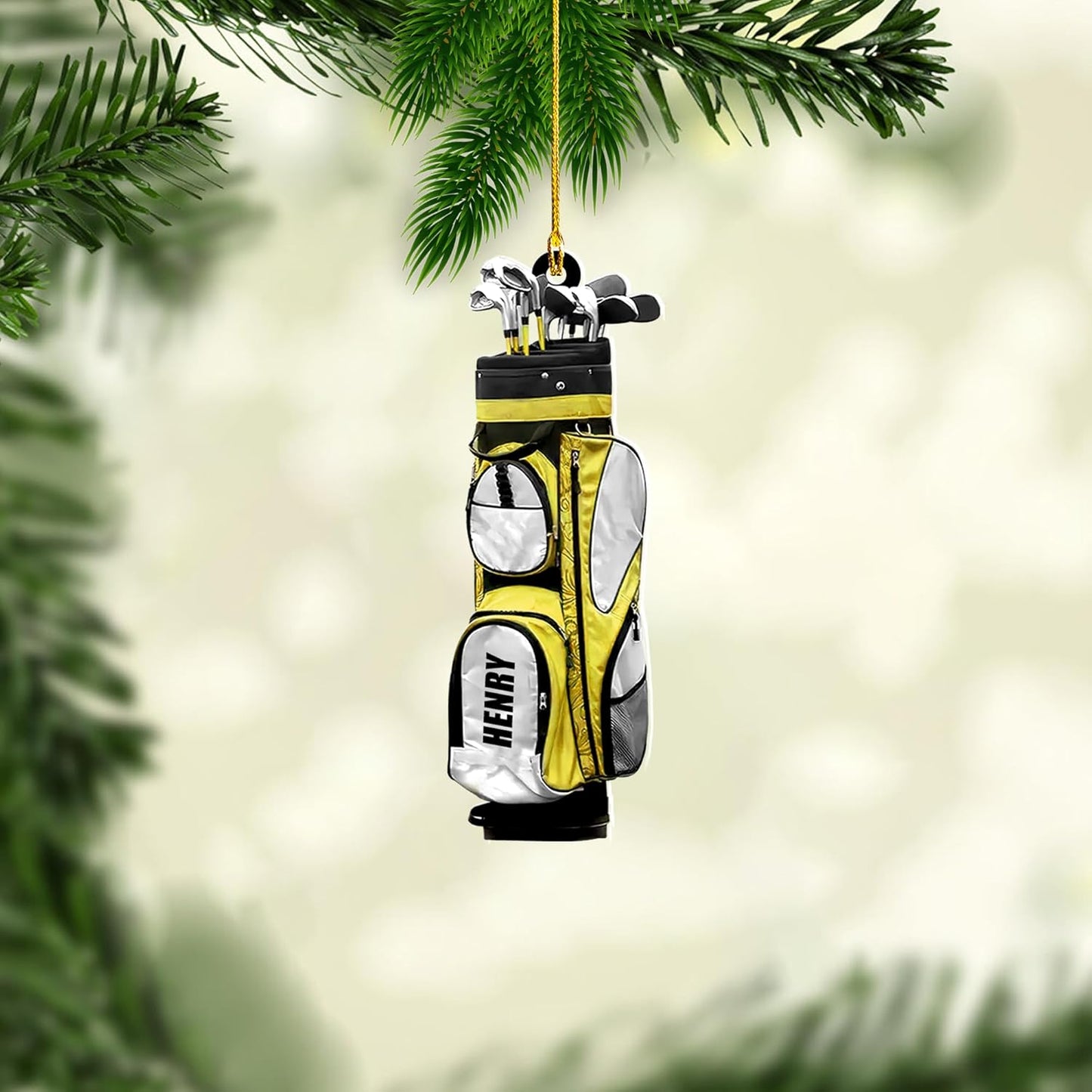 Personalized Golf Ornaments for Christmas Tree 2025 Custom Golf Christmas Ornament Golfing Bag Ornament Sports Golf Cart Ornaments Gift for Golfer Bag Golfing Lovers Hanging Decoration (G3)