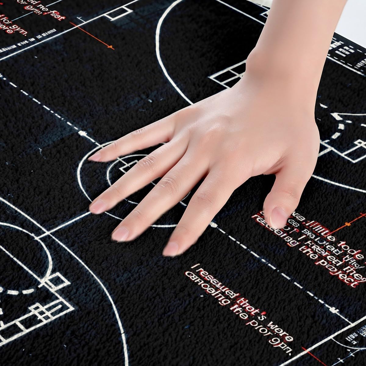 Feelyou Basketball Soft Fleece Door Carpet Ball Sport Game Polyester Bath Rug for Kids Boys Girls Sport Theme Non Slip Bath Mat Basketball Court Plan Bathroom Floor Indoor Doormat,20x32 Inch