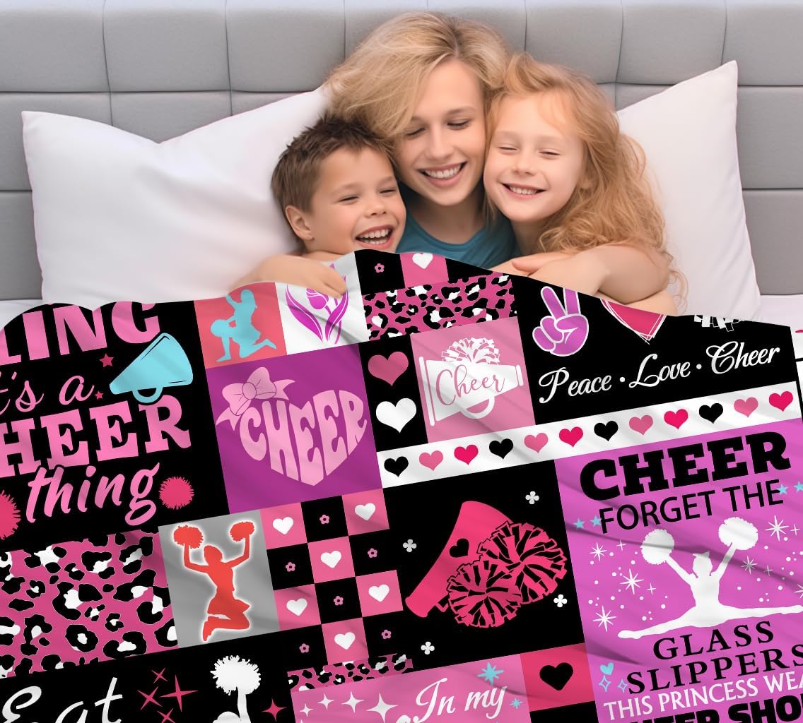 Cheerleader Gifts Blanket for Girls, Flannel Cheer Stuff Throw Blanket Cheerleading Gifts for Team Cheer Lovers 80"x60"
