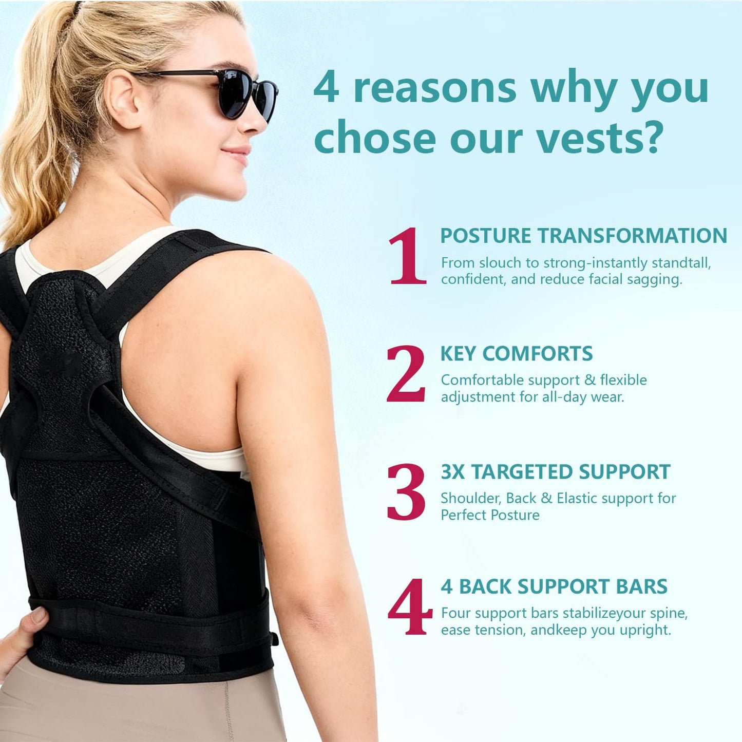 Upgraded Back Brace Posture Corrector, Adjustable Support for Men & Women, Full Back Straightener for Upper & Lower Back Pain Relief, Hunchback, Scoliosis Hunchback Spine Corrector(L)