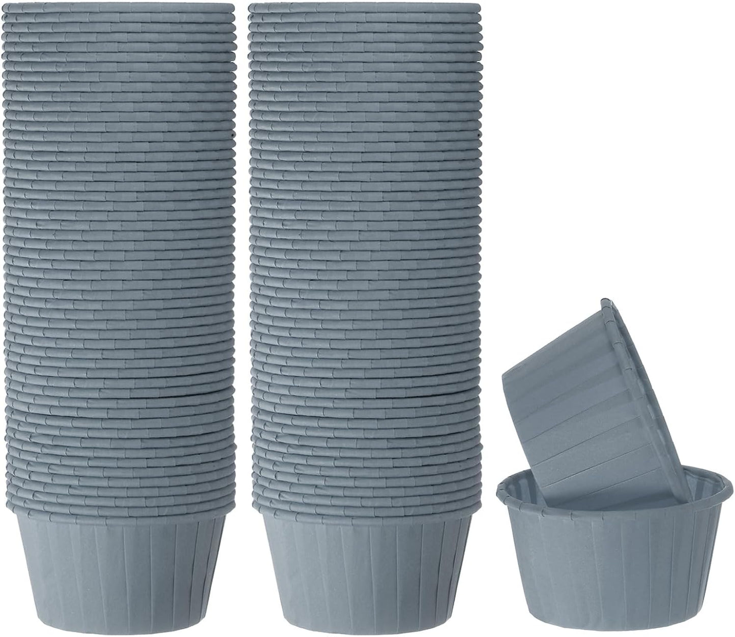 HARFINGTON 100Pcs Cupcake Baking Cups 3.5oz Standard Size Paper Cupcake Liners Greaseproof Wrappers Disposable for Wedding Birthdays Christmas Dessert, Grey Blue