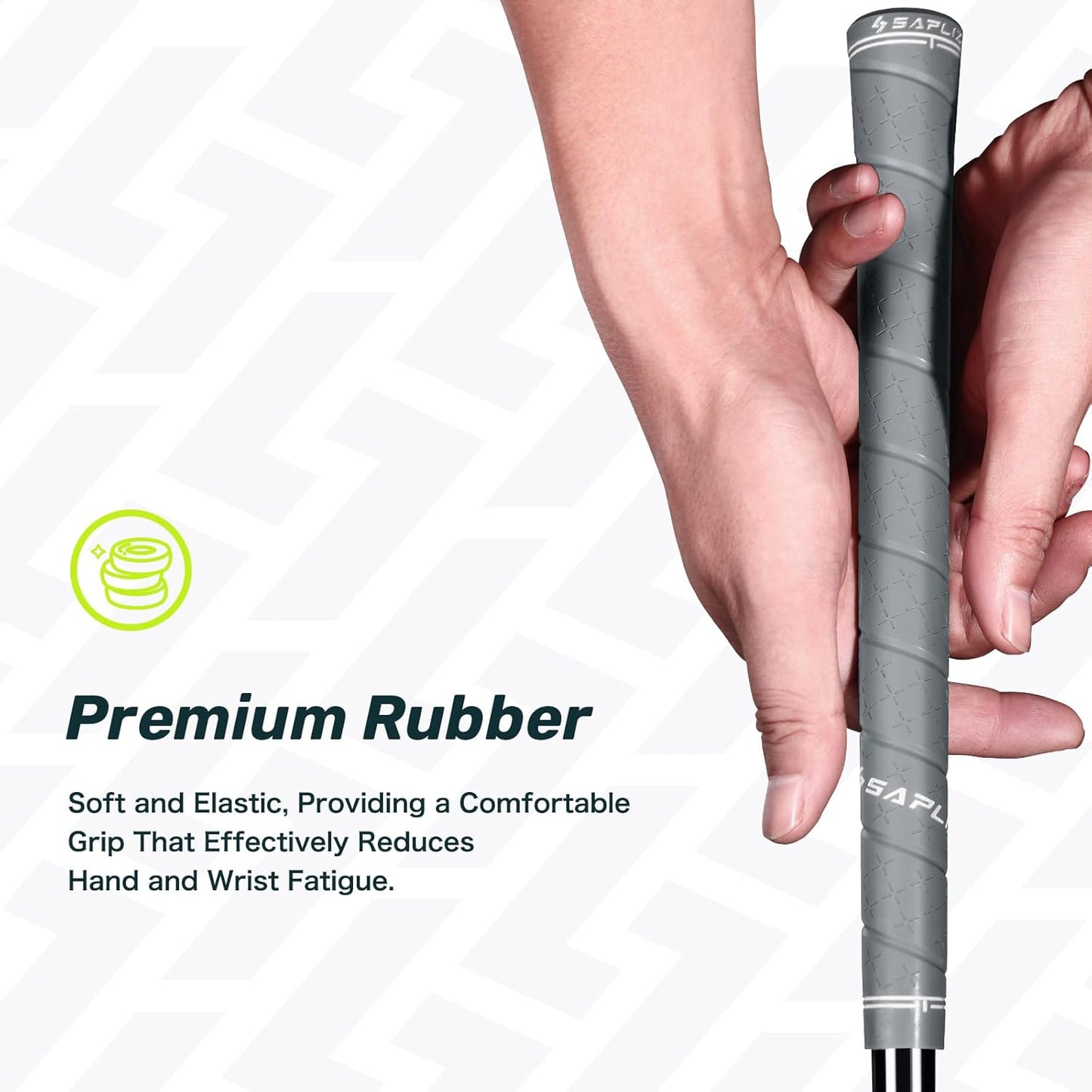 SAPLIZE Midsize Golf Grips 13-Pack Kit, Wrapped Rubber Golf Club Grips for Comfort and Enhanced Control, Reduces Hand Vibration-Includes Replacement Grip Kit
