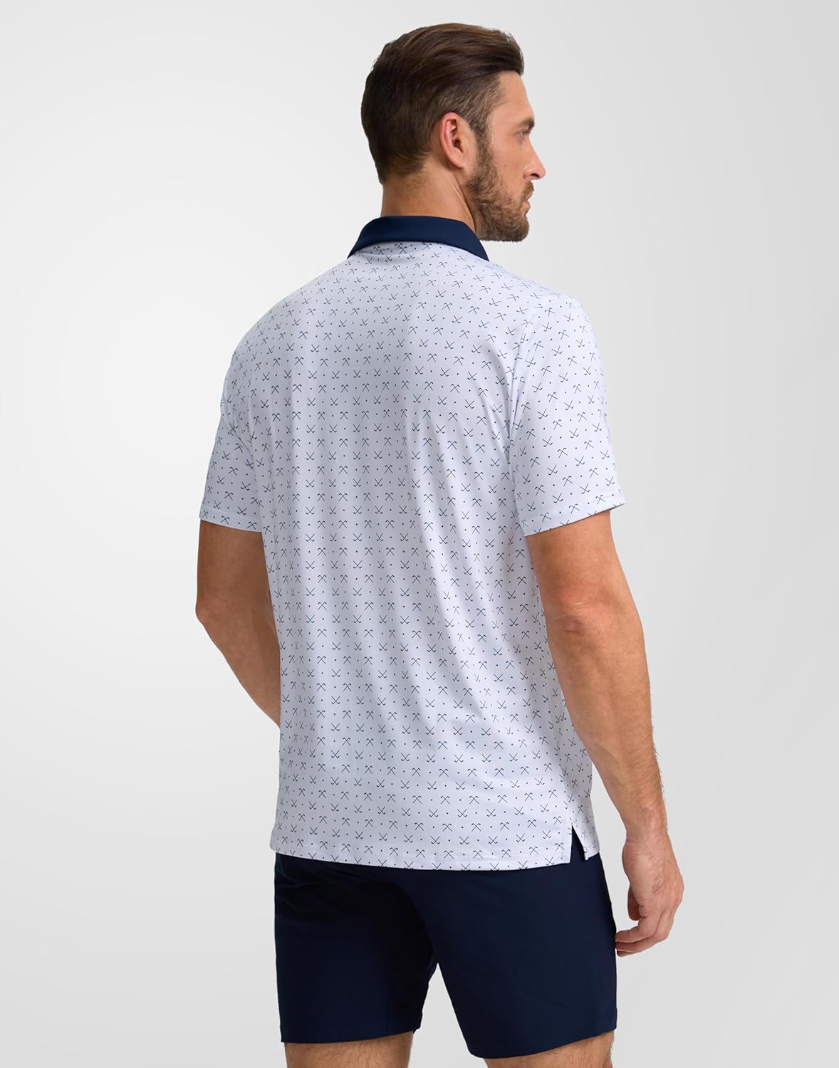 Obla Mens Golf Polo Shirts Short Sleeve Dry Fit Performance Moisture Wicking Casual Print Collared Golf Shirts for Men