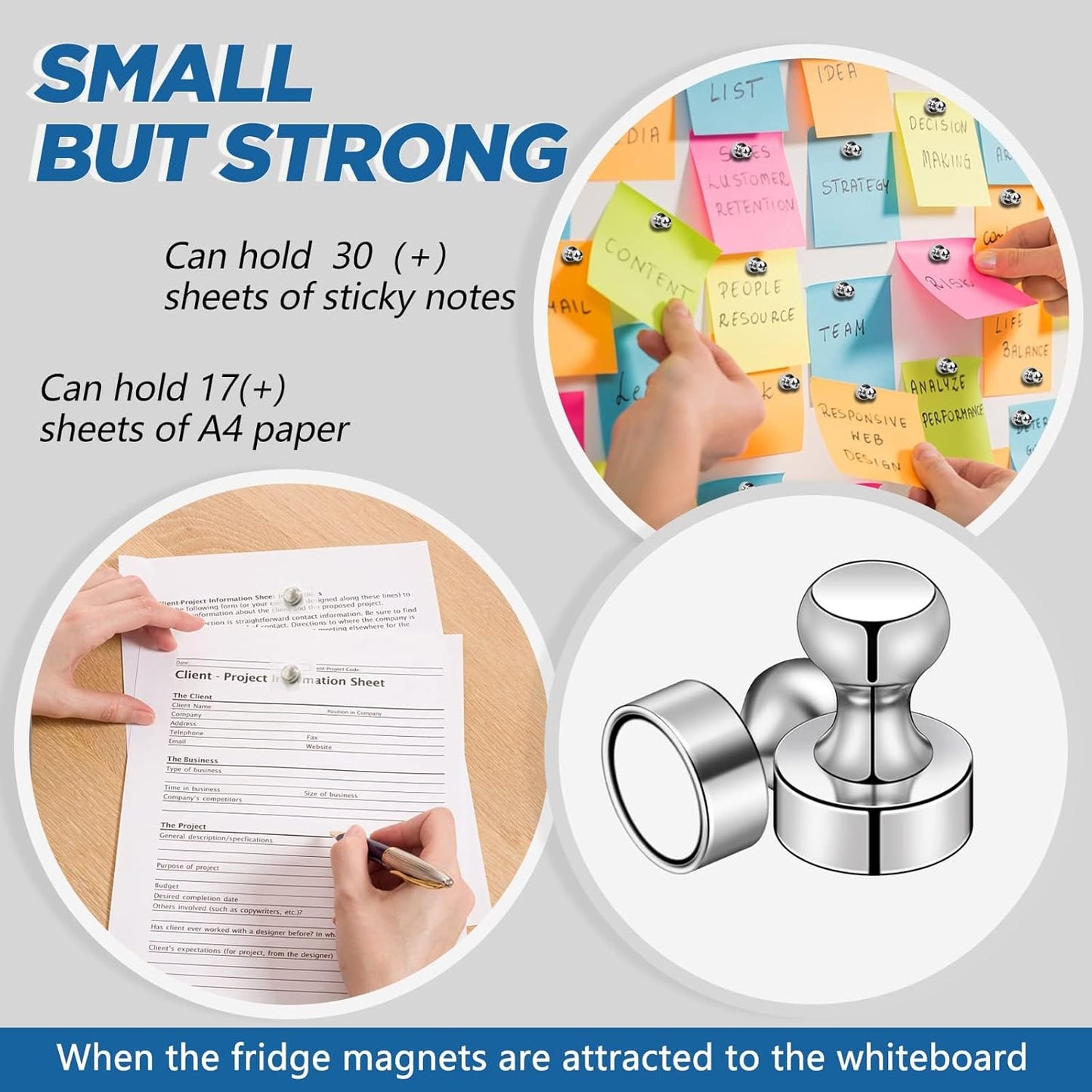 LOVIMAG Fridge Magnets 20Pcs Refrigerator Whiteboard Small Strong Magnet Classroom Kitchen Accessories Decorative Locker Set Decor Must Haves Office Calendar Refrigerador Magnetic Cute Crafts Silver