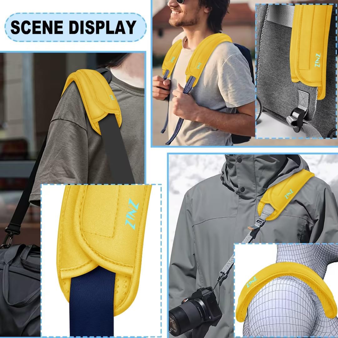 ZINZ 2-Pack Universal Shoulder Pad with Ultra Thick Cushion for Bag Luggage Bag Crossbody, Plus Long & Anti-Slip & Breathable,Yellow