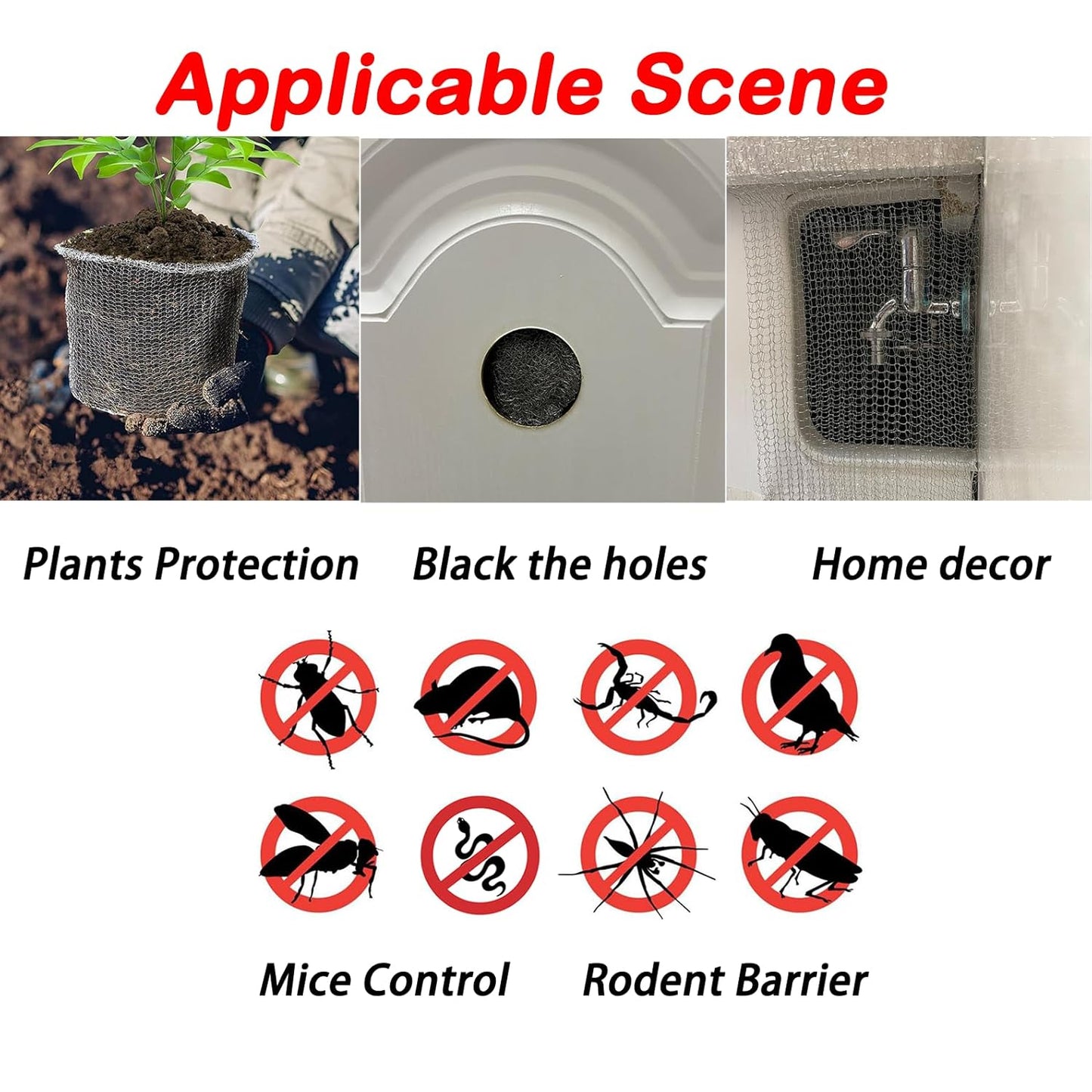 Wire Mesh Hole Fill Fabric 5 in X 103Ft, Weep Holes Filler and Covers, Upgraded Stainless Steel Wire Mesh Rool, Flexible Stretchy for Garden House and DIY, Mice Control Rodent Barrier Steel Wool