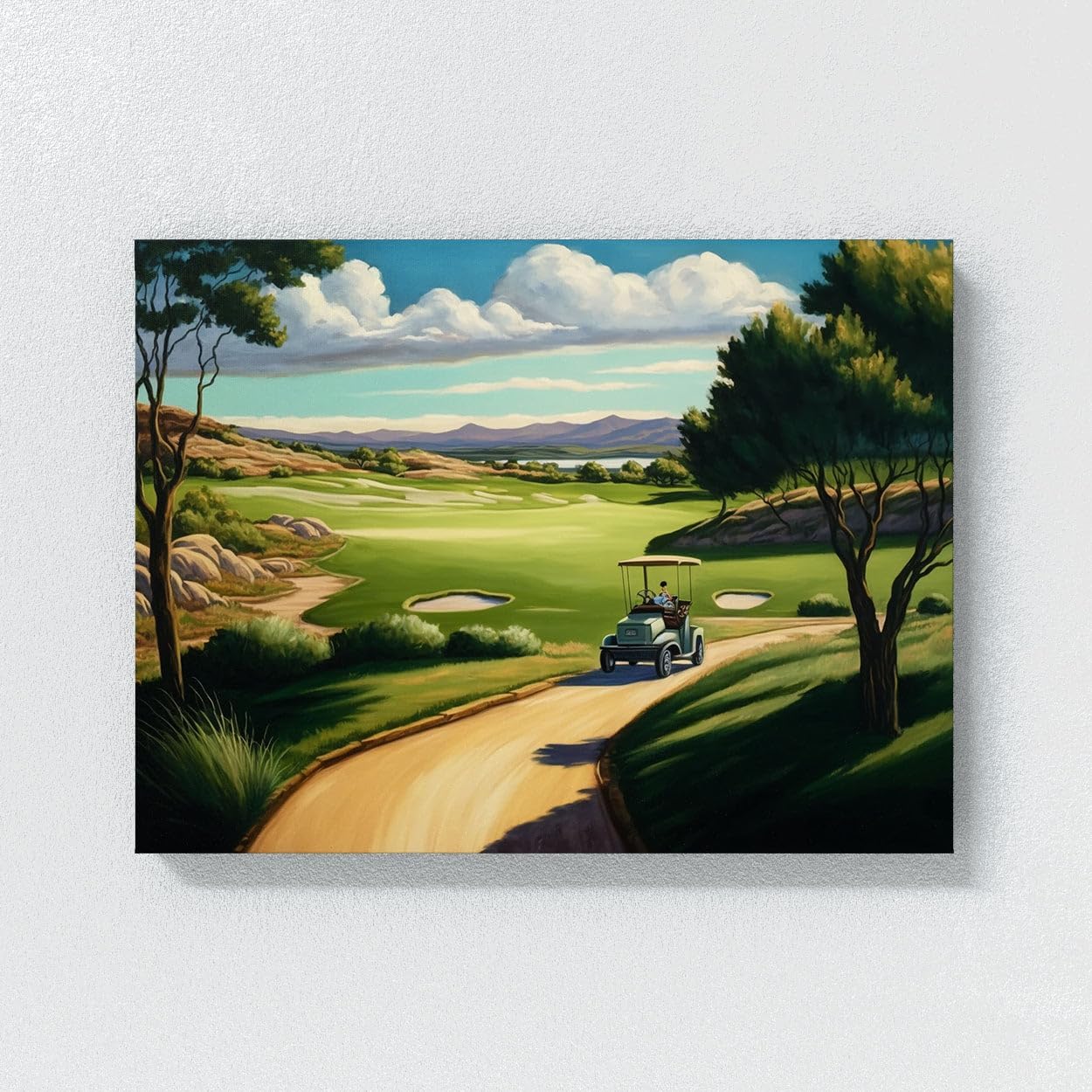 Sense Canvas Golf Cart Fairway Landscape 25 Canvas Art - Home Decor Wall Art Print Poster Painting Medium 24x18 / 0.75"