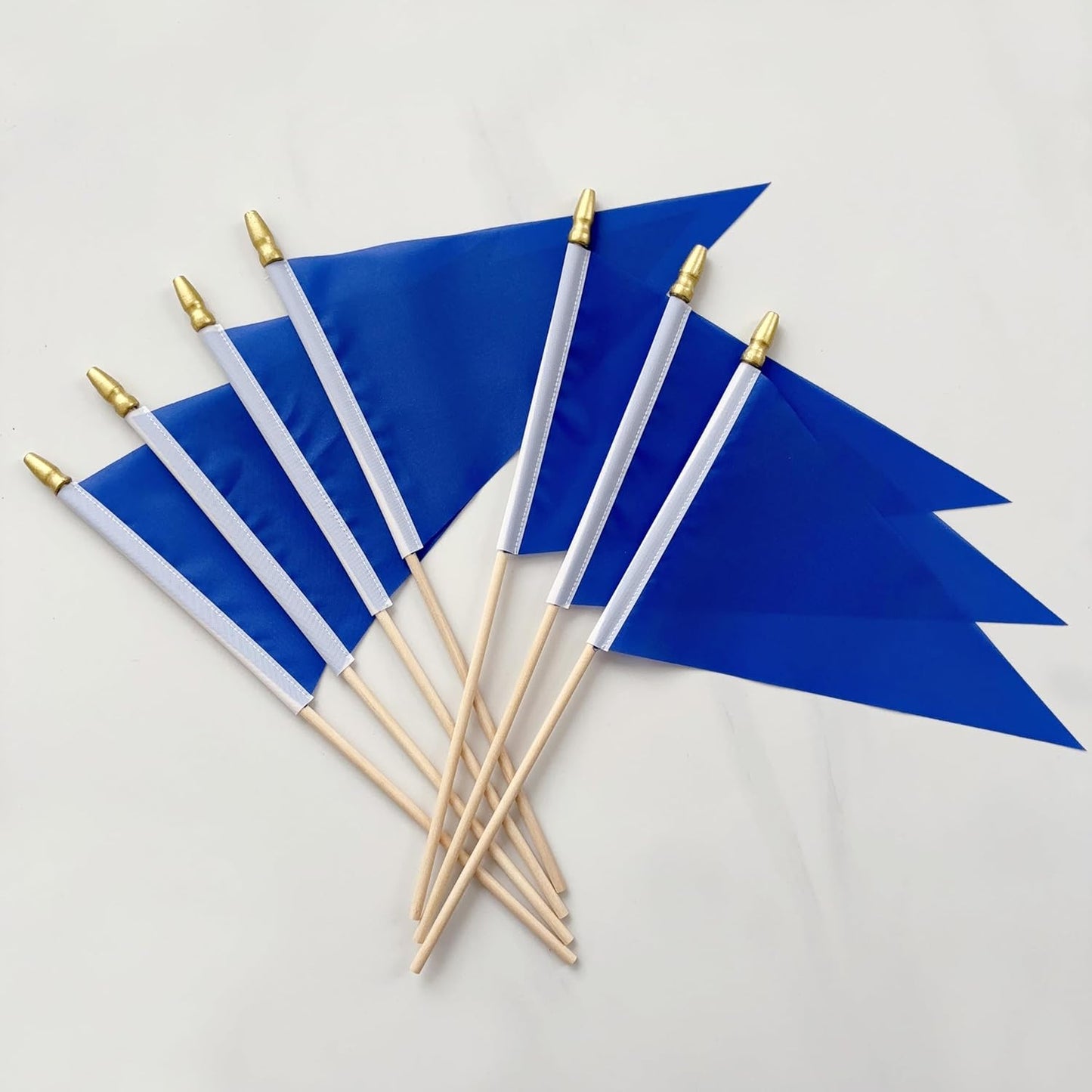 20 Pack Solid Color Blue Blank Pennant Flags on Wood Stick Small Mini Plain DIY Graffiti Flags,Decorations for Parades,Grand Opening,Kids Birthday,Sports Clubs,5x8 Inch