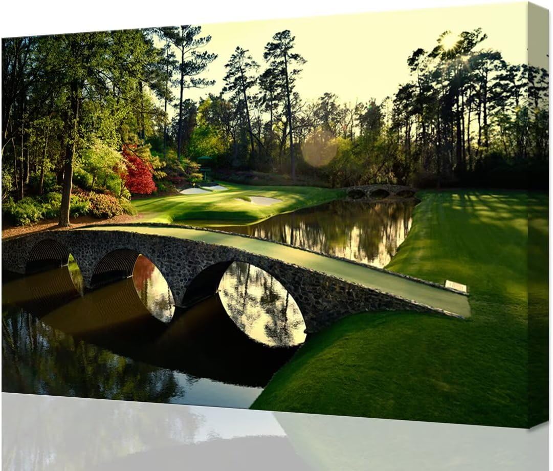 chenchenArt Augusta National Golf Course 12th Hole Wall Art Pictures Golf Club Wall Decor Office Decorations Canvas Artwork for Living Room Bedroom Framed Ready to Hang(28''H x 44''W)