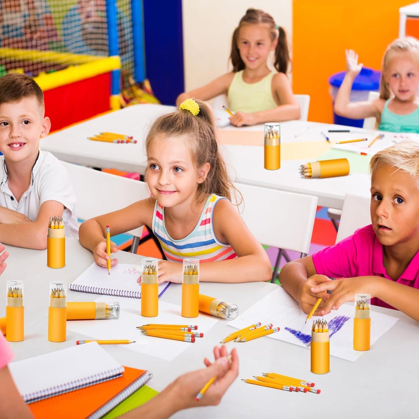 60 Pack 720 Pcs Mini Golf Pencils Bulk with Eraser and Sharpener 2HB Pre-sharpened Yellow Half Pencils Short Pencil Gift for Kids Back to School Party Favor Classroom Supplies Golf Event