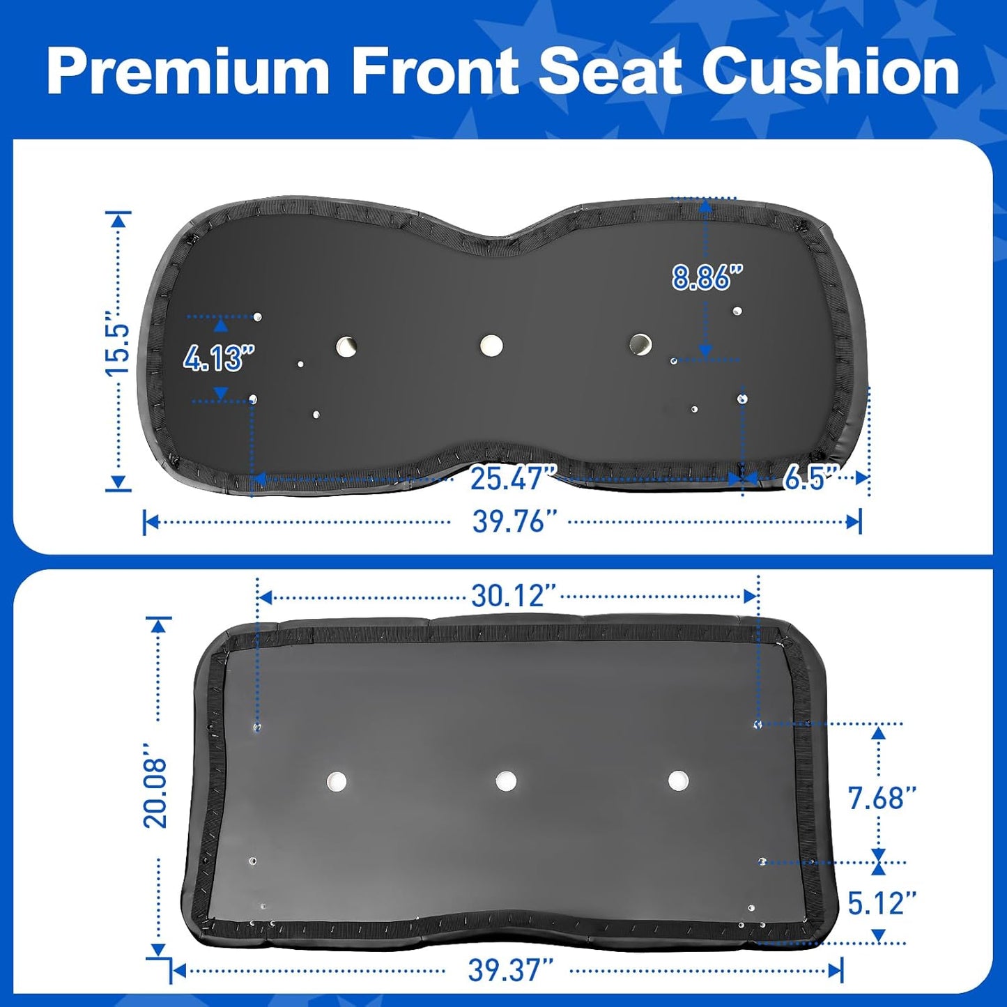 NOKINS Golf Cart Premium Front Seat Cushion Kit Fit for EZGO TXT/RXV Golf Cart Seat, Front Seat Back & Seat Bottom Cushion Assembly Kit, Golf Cart Accessories (OEM Style Black)