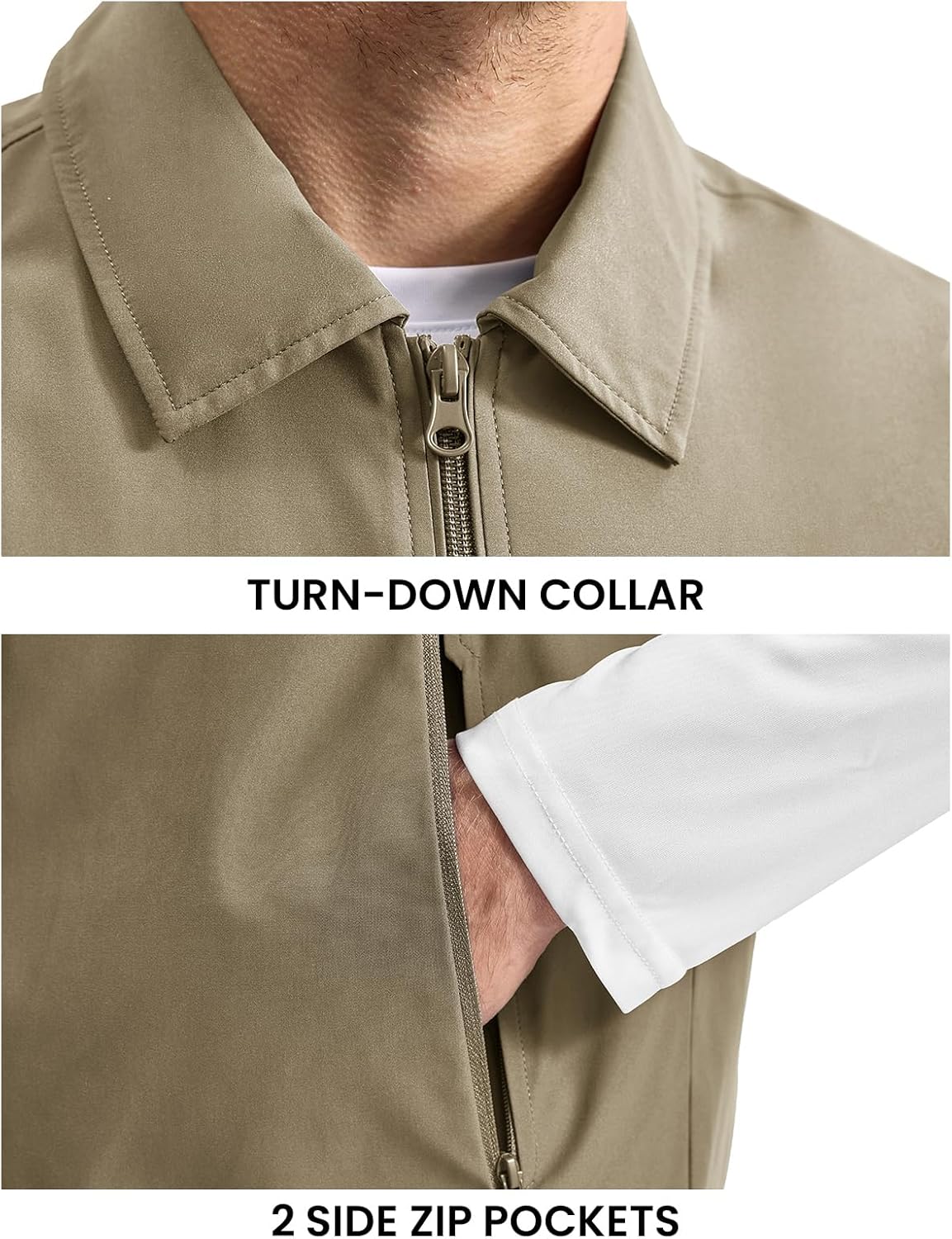 Rdruko Men's Golf Vest Lightweight Outerwear Windproof Water Resistant Grid Lining Vest with Zipper Pockets for Casual