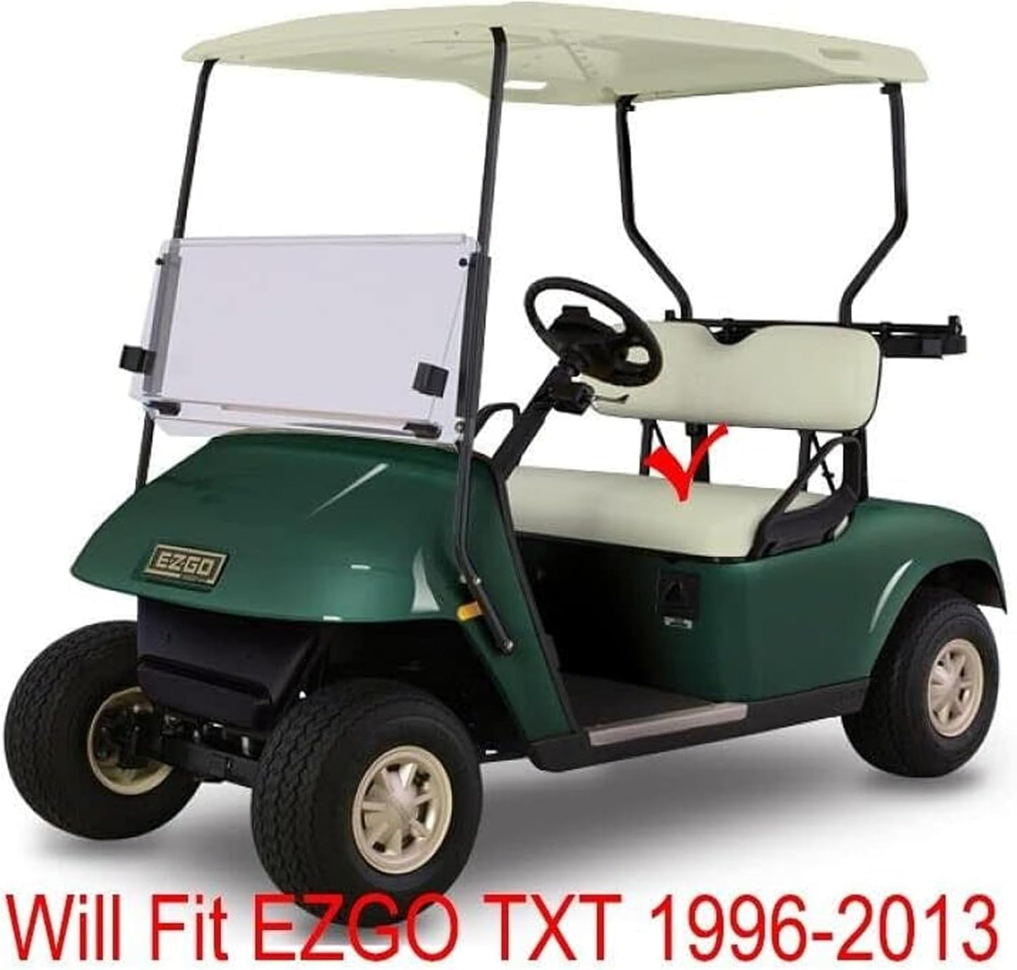 Huskey Parts Company Golf Cart Seat Cushion Set for Front Seat Lean Back & Bottom Charcoal Color for EZGO TXT 1994-2013, Golf Cart Front Seat Replacement with Mounting Hardware & hinges