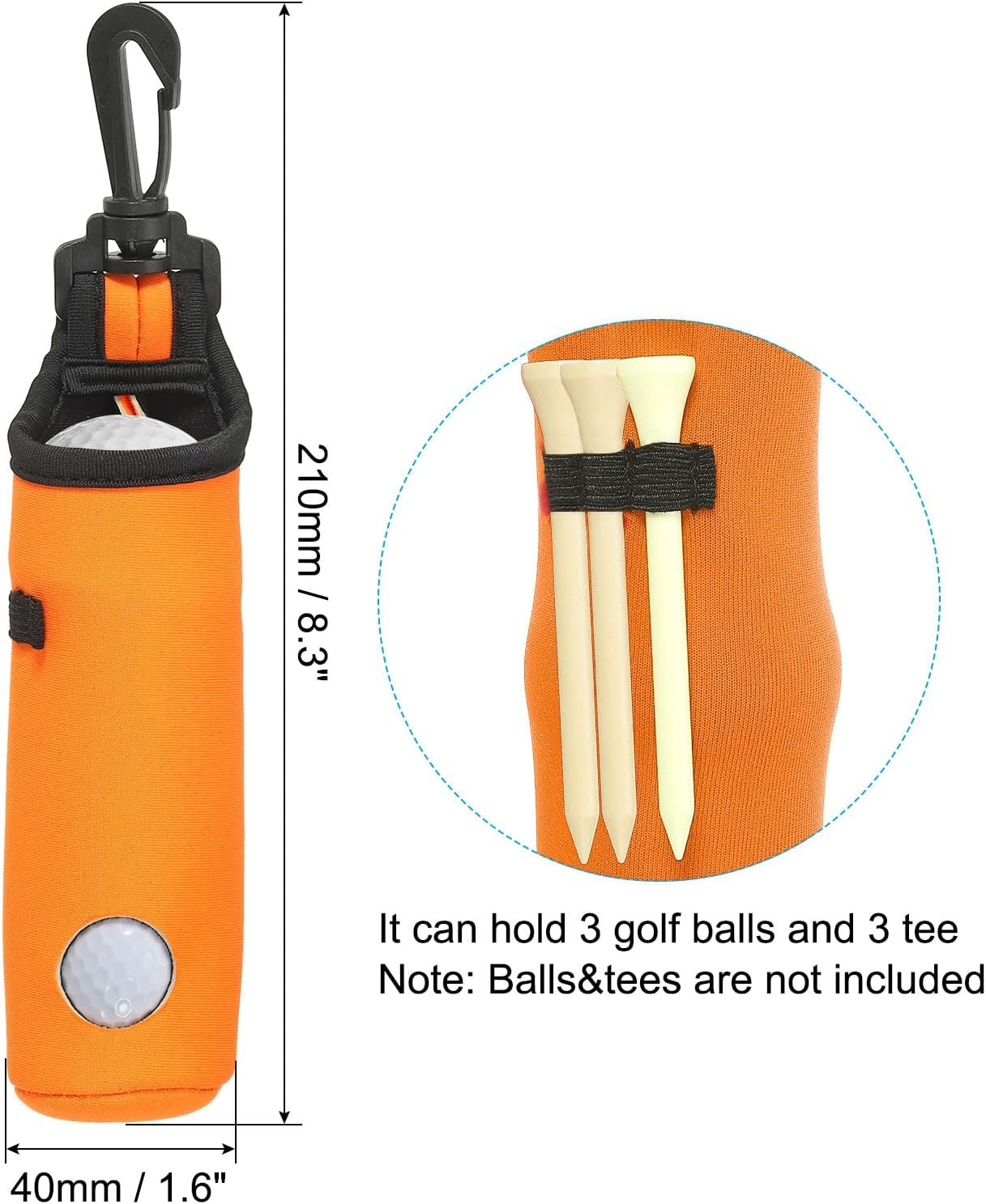 PATIKIL Golf Ball Carry Bag, Golf Tee Holder Pouch Portable Neoprene Golf Ball Holder with Clip for Men and Women Storage Gifts