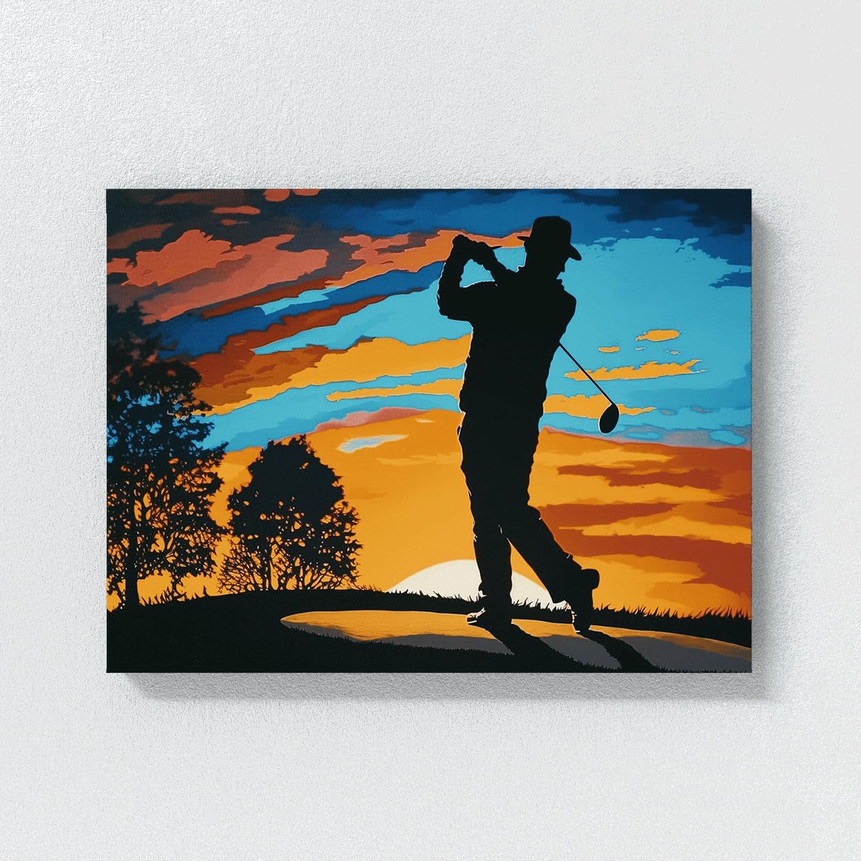 Sense Canvas Golf Golfer Sunrise Sunset 11 Canvas Art - Home Decor Wall Art Print Poster Painting Small 16x12 / 0.75"