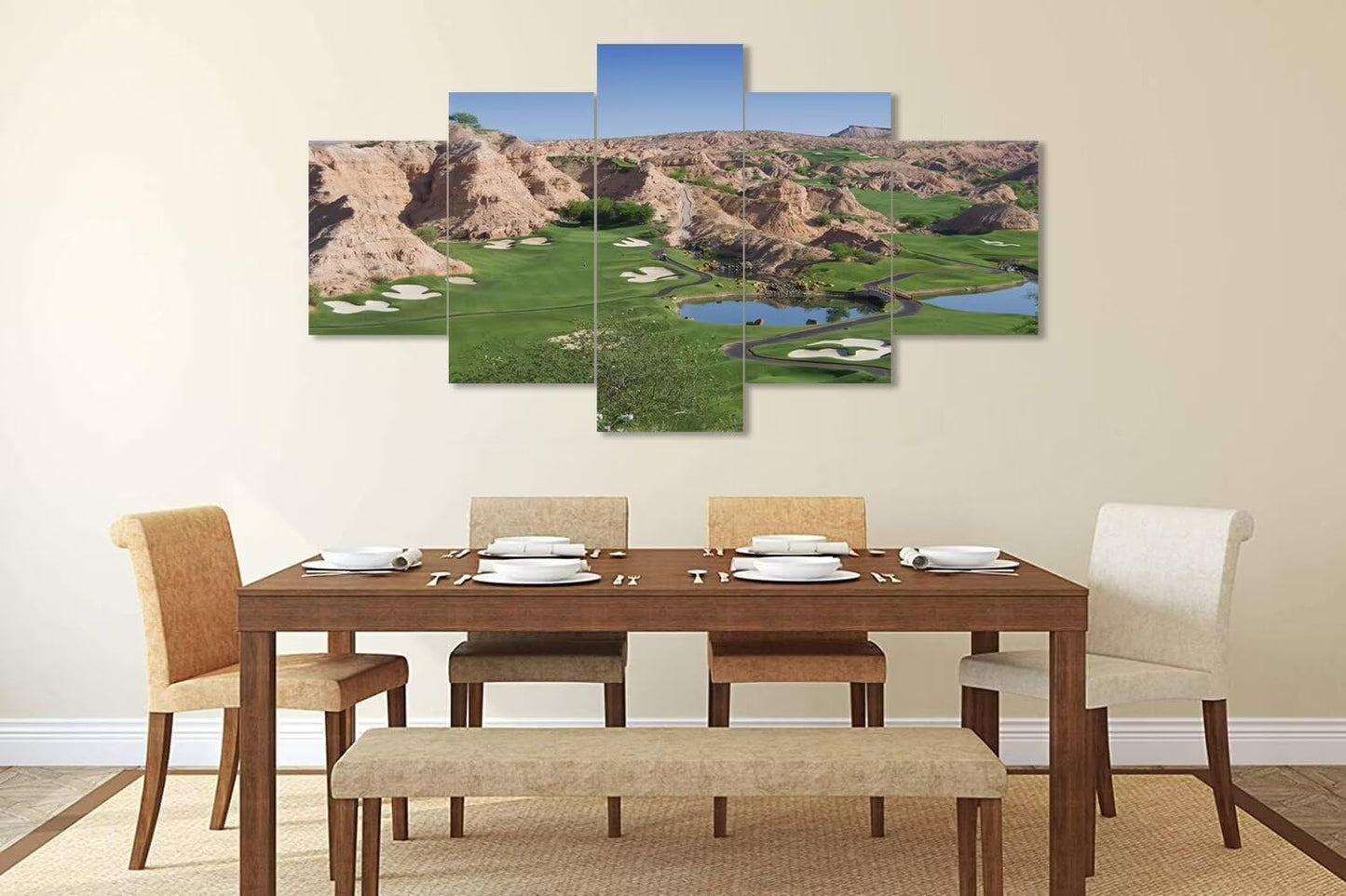 Wolf Creek Golf Course Canvas Wall Art for Living Room Bedroom Bathroom Home Decorations Golf Course Pictures Posters Wall Decor Framed Artwork Ready to Hang(50''W x 24''H)