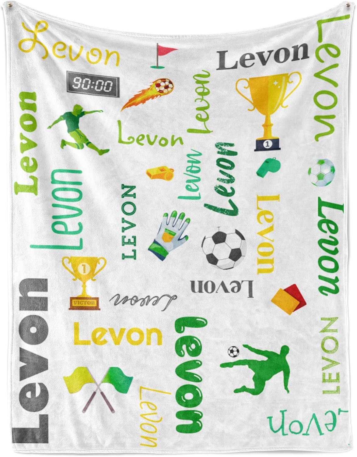 Custom Name Soccer Blanket - Personalized Names Soft Plush Flannel Throw Blankets for Baby Kids Teen Boys Girls Holidays Birthdays Gifts Color18