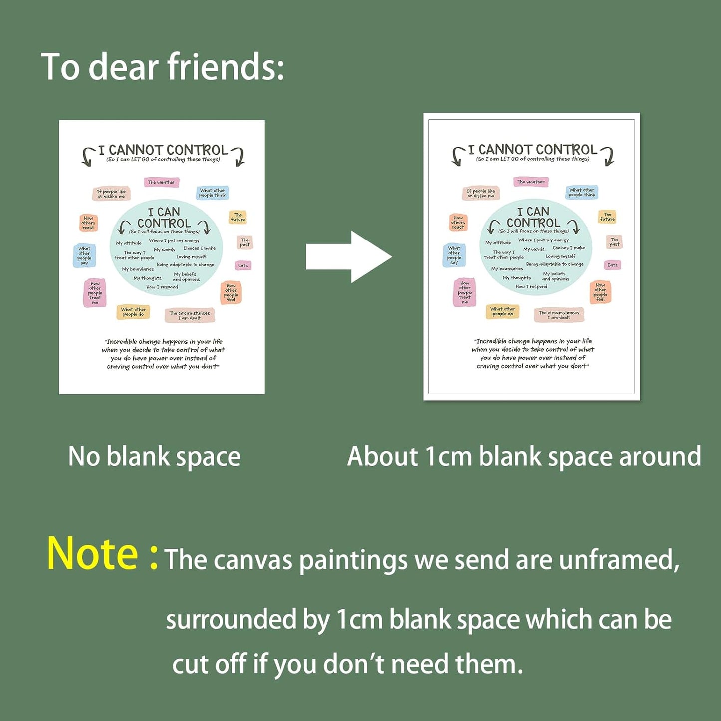 uoyien Growth Mindset Mental Health Posters I Cannot Control and I Can Control Positive Affirmations Charts Canvas Wall Art Kids Educational Prints For Calming Corner Decorations Unframed 12x16in