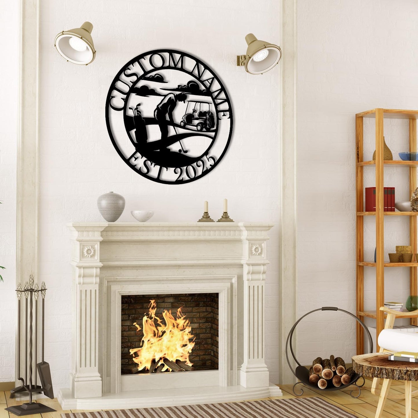 Personalized Custom Crossed Golf Metal Wall Art,Personalized Golfer Name Sign Decoration For Room,Hole Golf Club Decoration (Style-1)