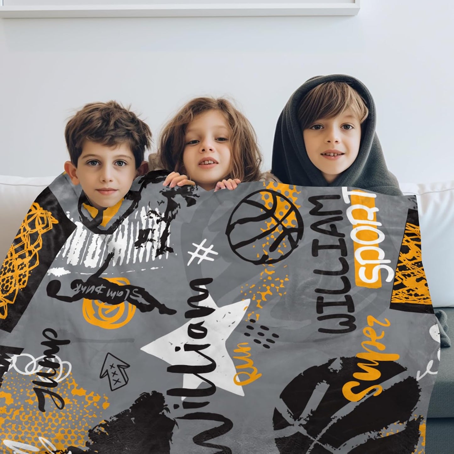 Custom Name Basketball Blanket - Personalized Names Soft Plush Flannel Throw Blankets for Baby Kids Teen Boys Girls Holidays Birthdays Gifts Color07
