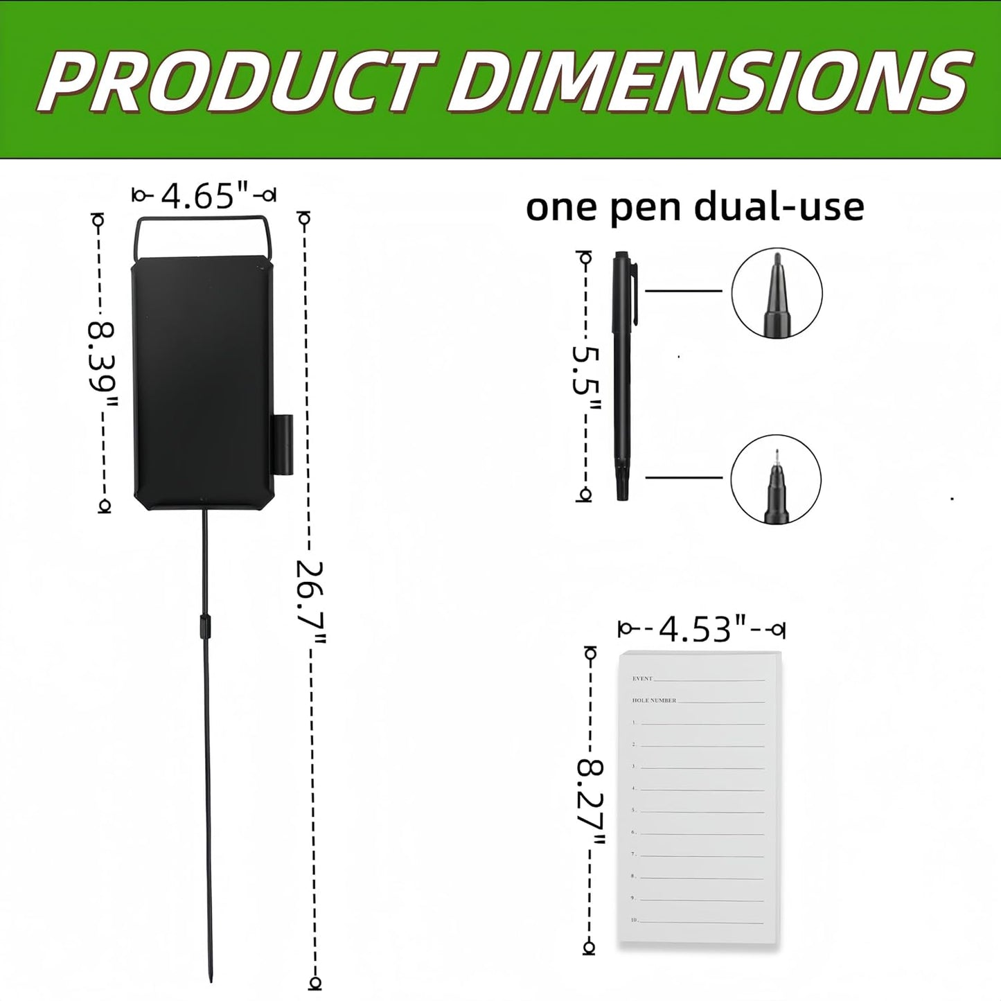 Golf Metal Proximity Marker, Closest to The Pin Marker Set- Includes Golf Course Fairway Distance Markers, Pens and Cards Perfect for Sports & Outdoors Golf Tournament Signs（4 Pack）