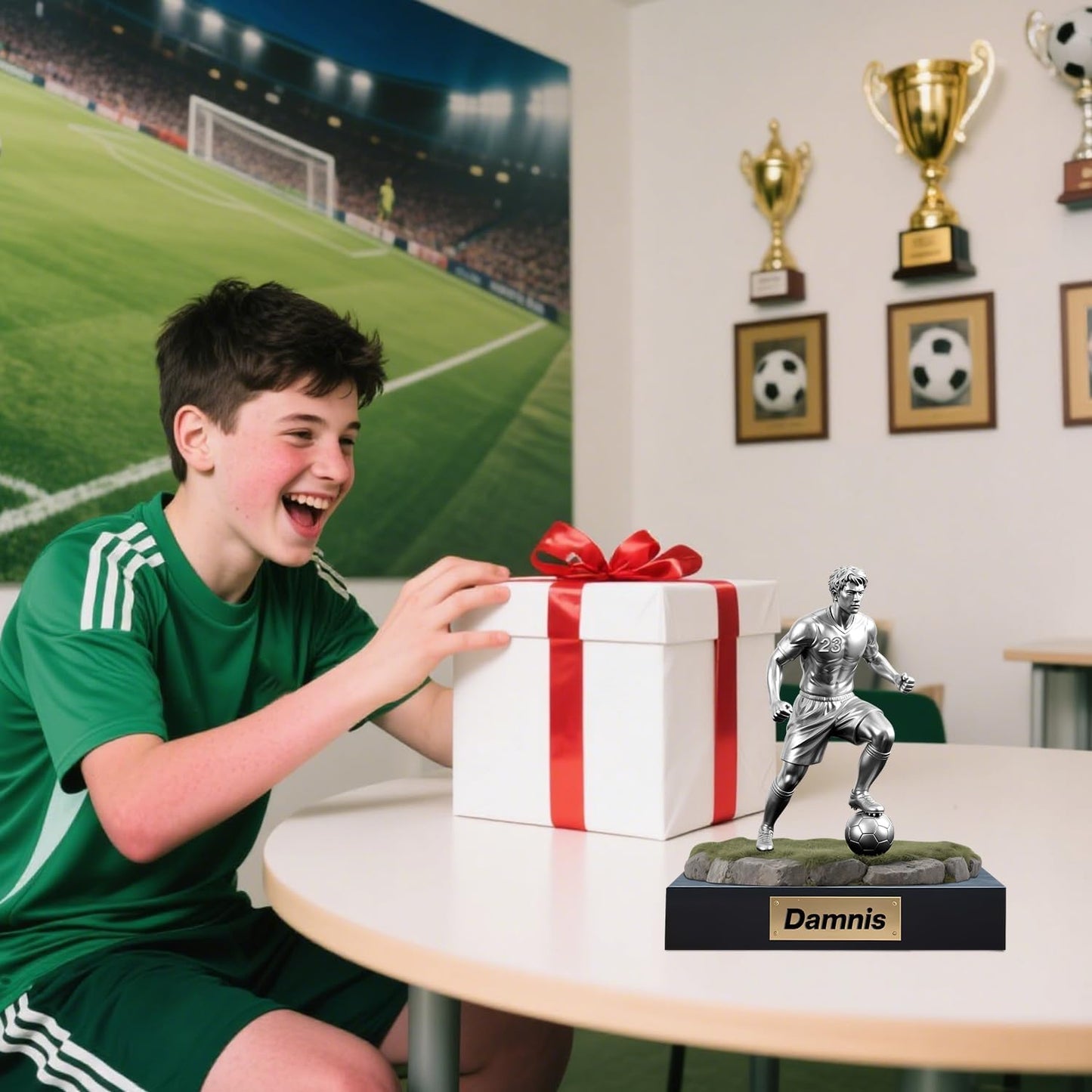 Personalized American Football Player Desktop Ornament for Bedroom Office Rugby Sport Desk Name Plate Custom Name Athletes Figurine Sign Sport Lovers Acrylic Plaque Gift for Men Women Football Lover