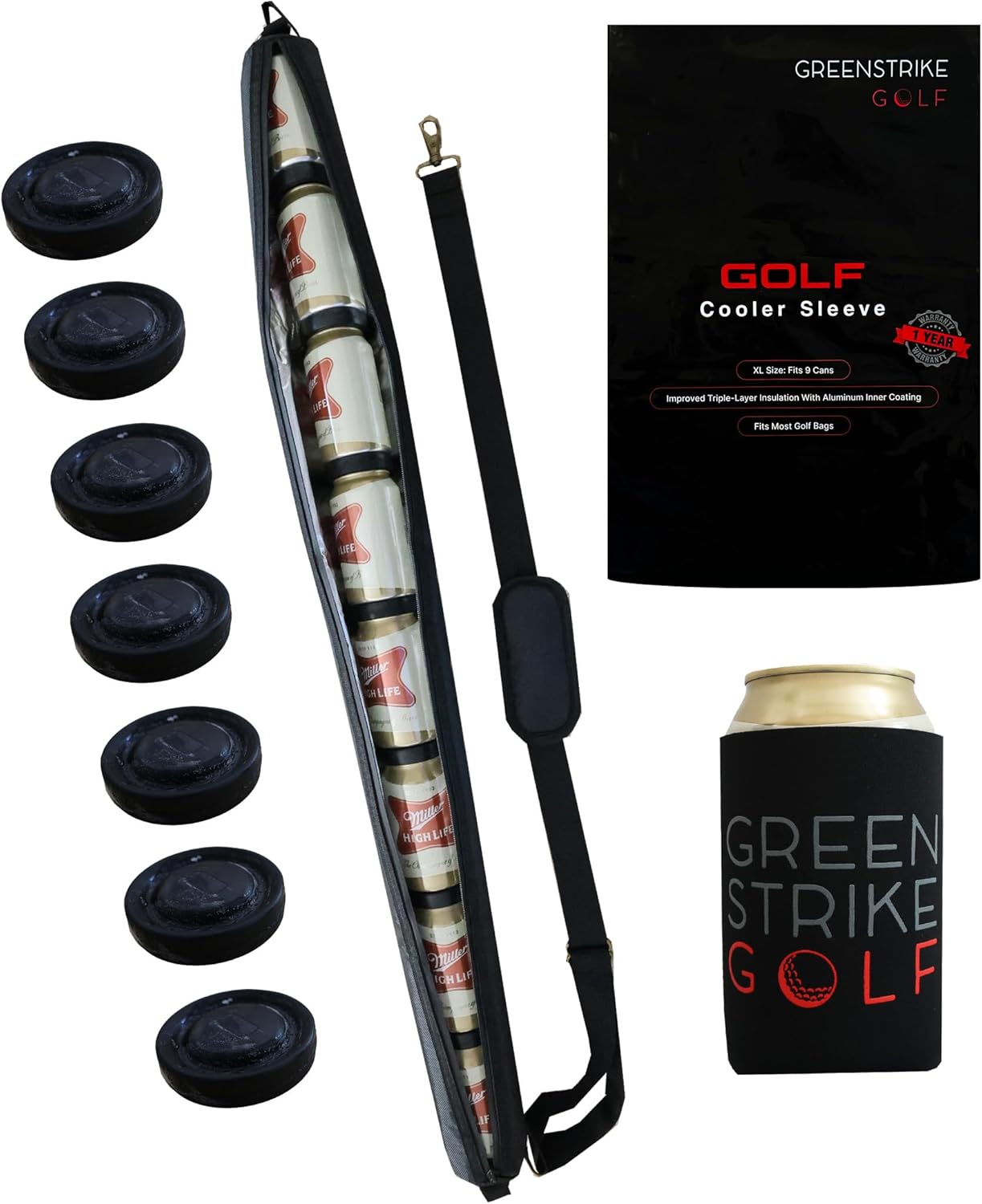 9 Can Insulated Golf Beer Sleeve with 7 Ice Pack Coolers - 8mm Thick Insulation Keeps Drinks Cold and Leak Proof Zipper – Customer-Favorite Golfing Gifts & Golf Bag Accessories