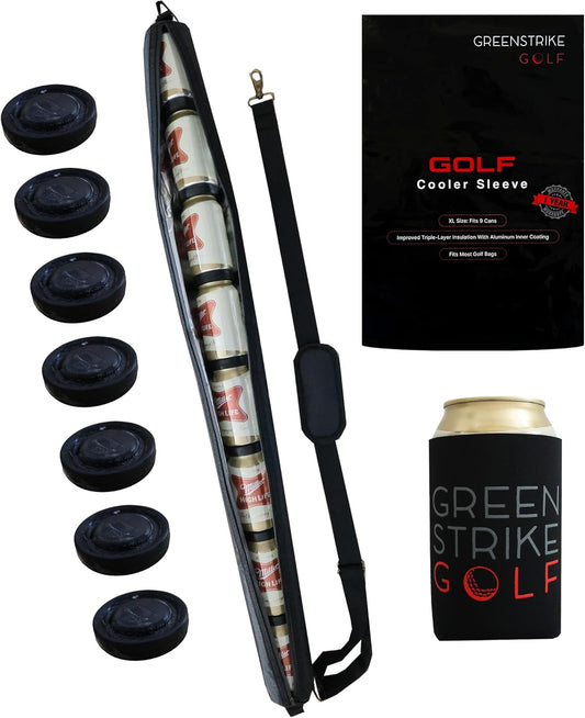 9 Can Insulated Golf Beer Sleeve with 7 Ice Pack Coolers - 8mm Thick Insulation Keeps Drinks Cold and Leak Proof Zipper – Customer-Favorite Golfing Gifts & Golf Bag Accessories