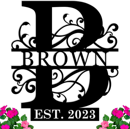 Personalized Metal Sign, Personalized Family Name Sign, Split Letter Monogram, Monogram Wall Decor, Wedding Anniversary Metal Gifts